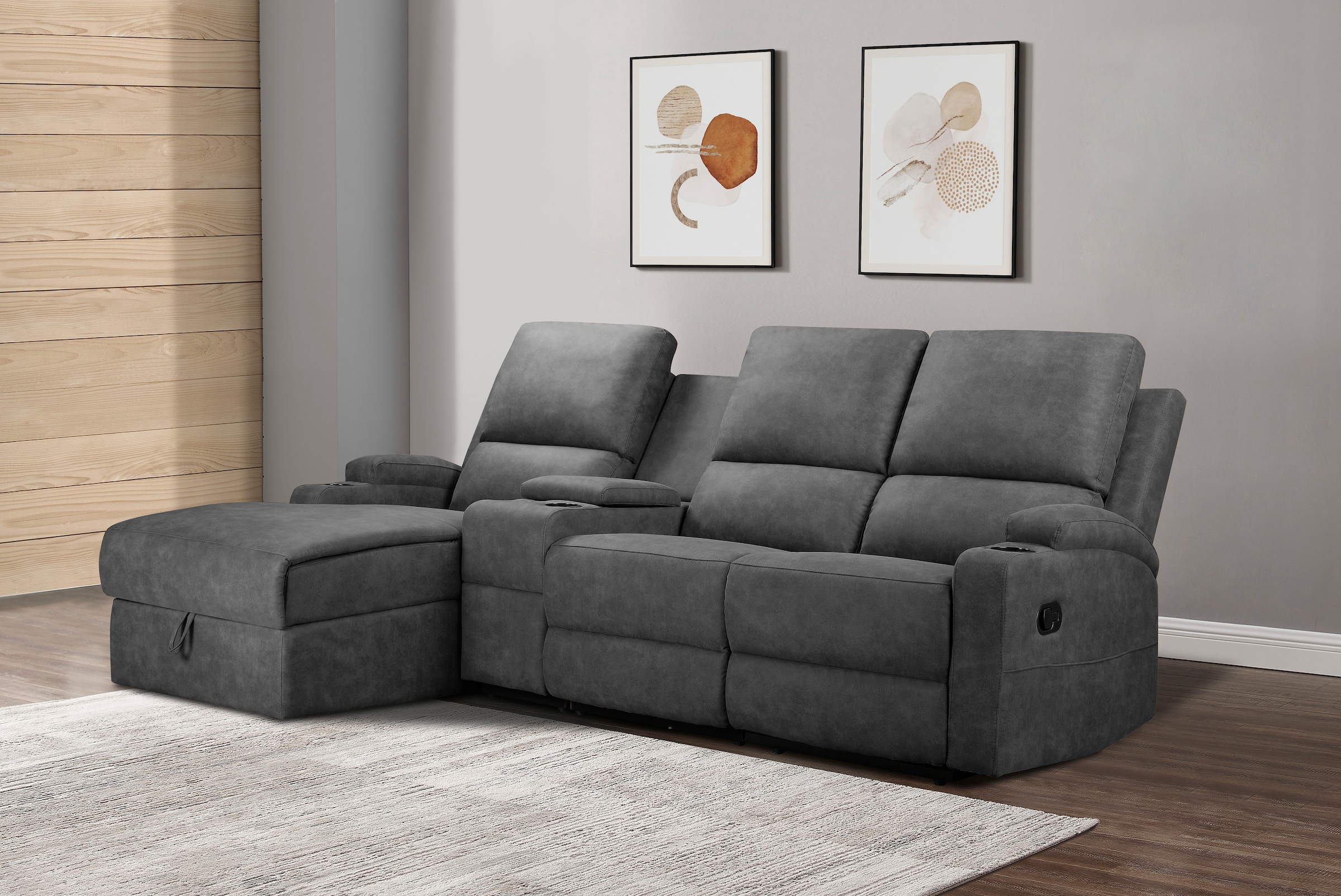 Home affaire Ecksofa »Napori Multimediasofa, 3er Kinosessel XXL, L-Form,«, Kinosofa mit Relaxfunktion, Getränkehalter, Staufach und Staukasten