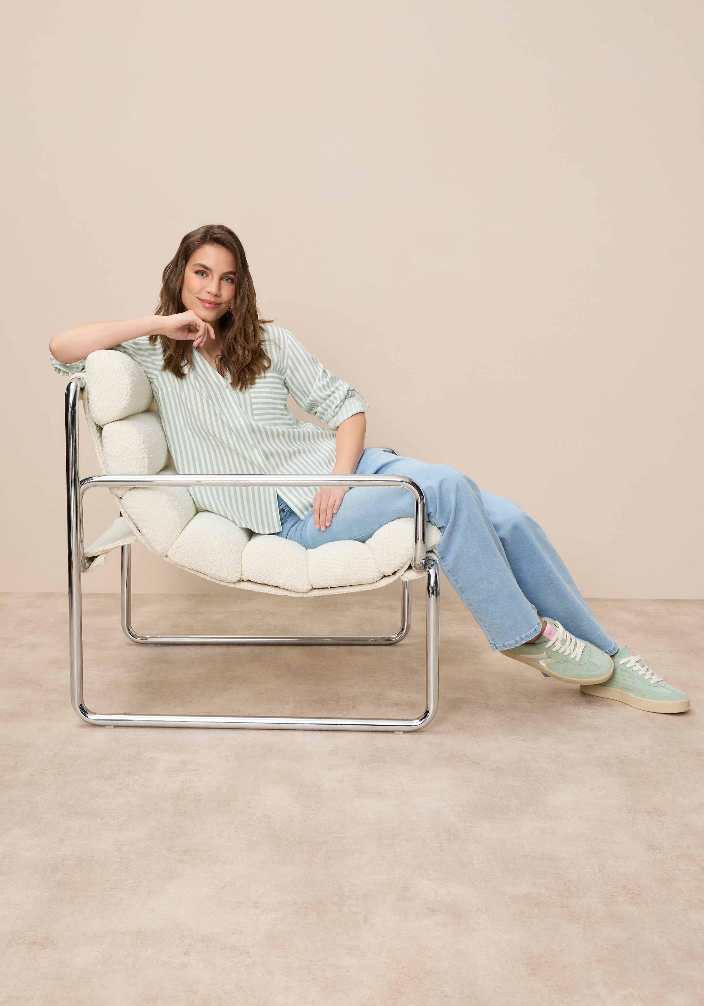 Tamaris Hemdbluse mit Krempelärmeln und lässigem Schnitt