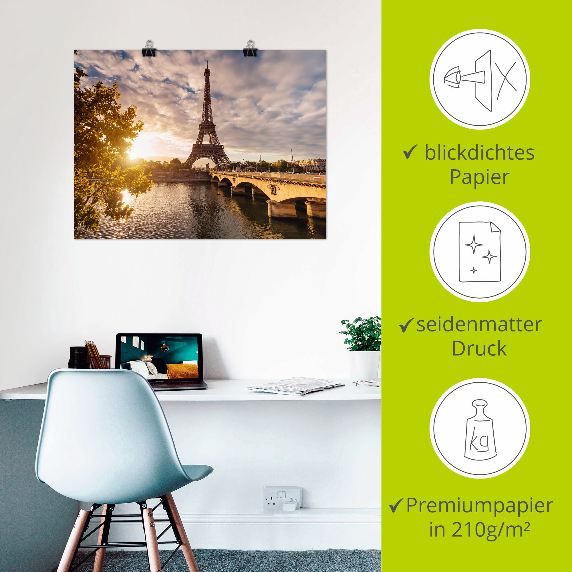 Artland Wandbild »Paris Eiffelturm II« Gebäude 1 Stk. tlg. als Leinwandbild, Poster in verschied. Größen