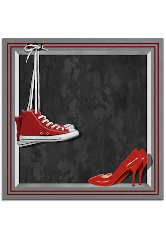 Glasbild »Die roten Schuhe«, Mode, (1 St.)