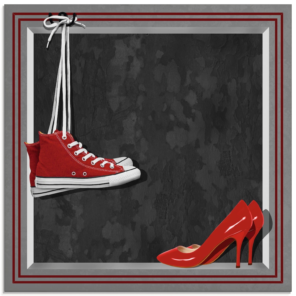 Artland Glasbild »Die roten Schuhe«, Mode, (1 St.)