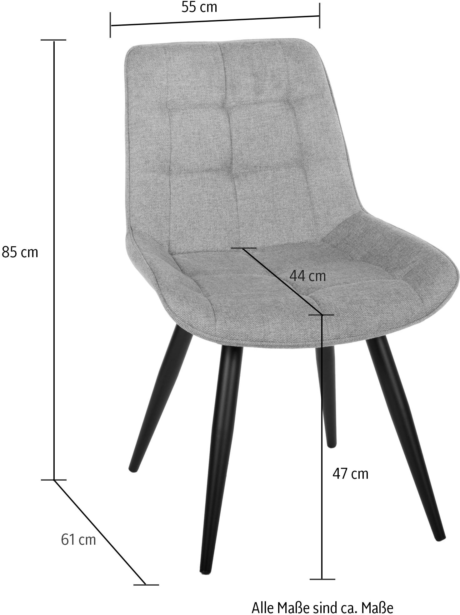 Duo Collection Esszimmerstuhl »Iris Esszimmerstuhl, 4er-Set«, (Set), 4 St., Webstoff, robuster Stoffbezug, gesteppte Polsterung, bis 110 kg belastbar