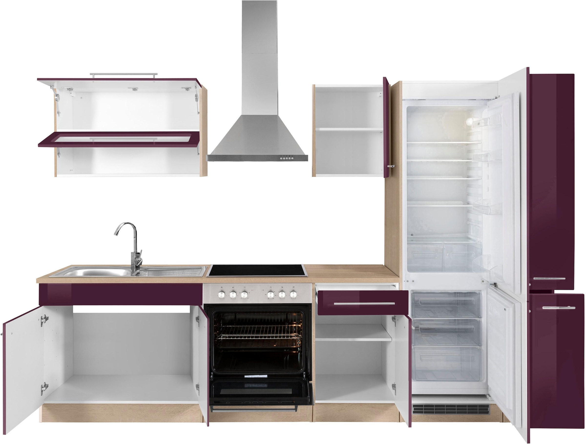 KOCHSTATION Küchenzeile »KS-Eton« mit E-Geräten, Breite 300 cm