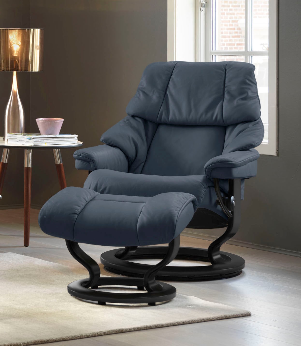 Stressless Fußhocker »Reno« mit Classic Base in blau, Größe B/H/T: 55 cm x 40 cm x 41 cm