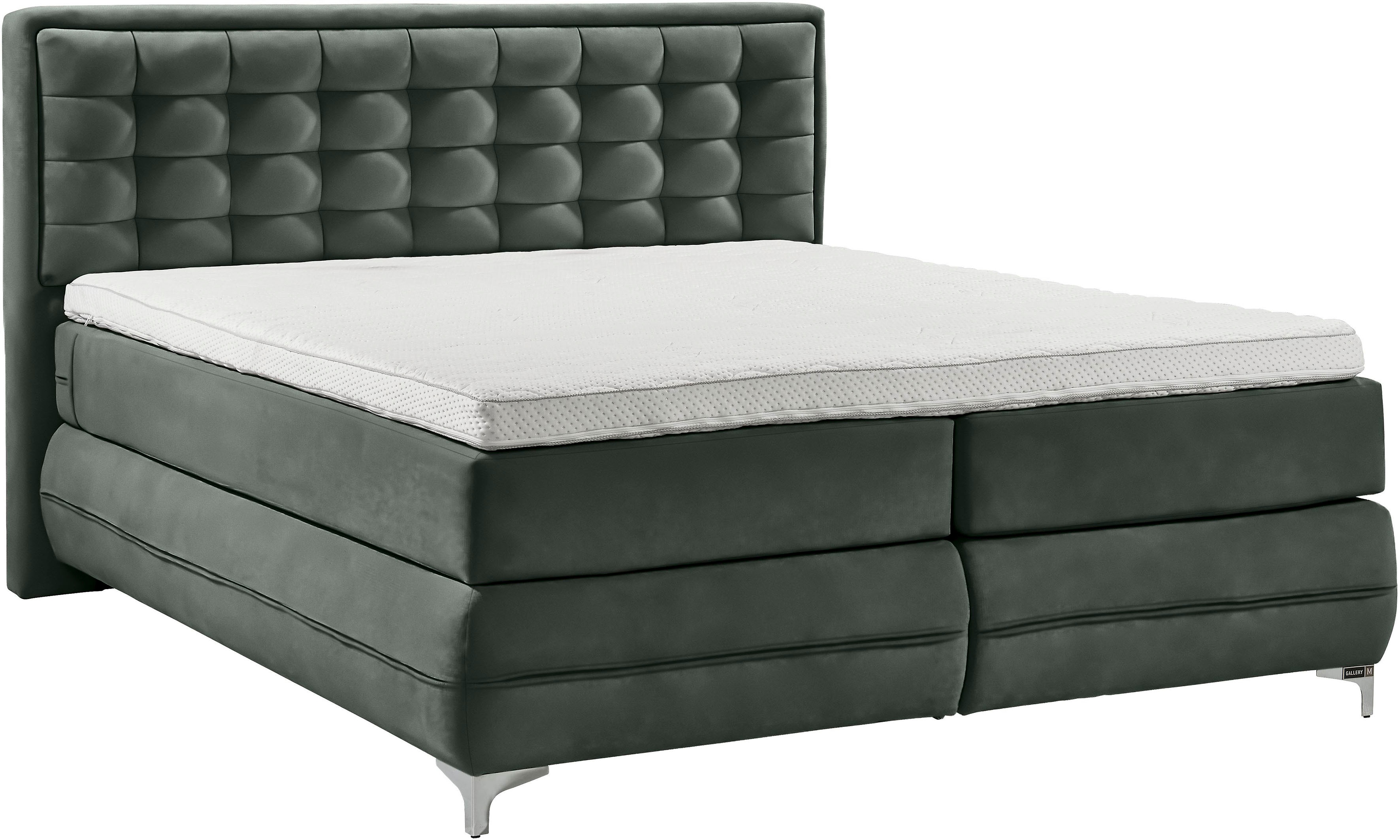 Musterring Boxspringbett »Dubai« Winkelfuß in Chrom in schwarz, Größe Liegefläche B/L: 180 cm x 200 cm Betthöhe: 61 cm