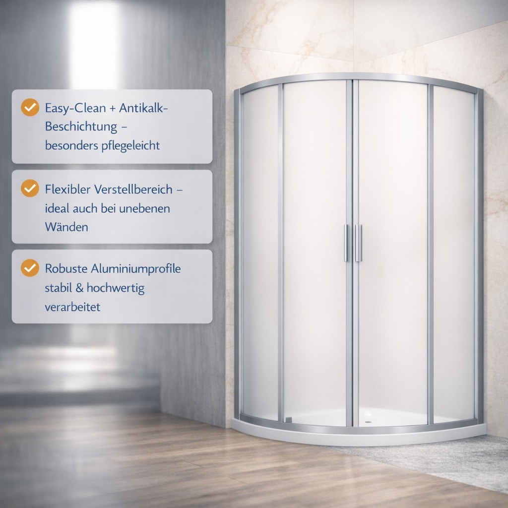 welltime Runddusche »Summer« Hohe 190 cm, 6mm ESG, Easy Clean, verbessertes Rollensystem