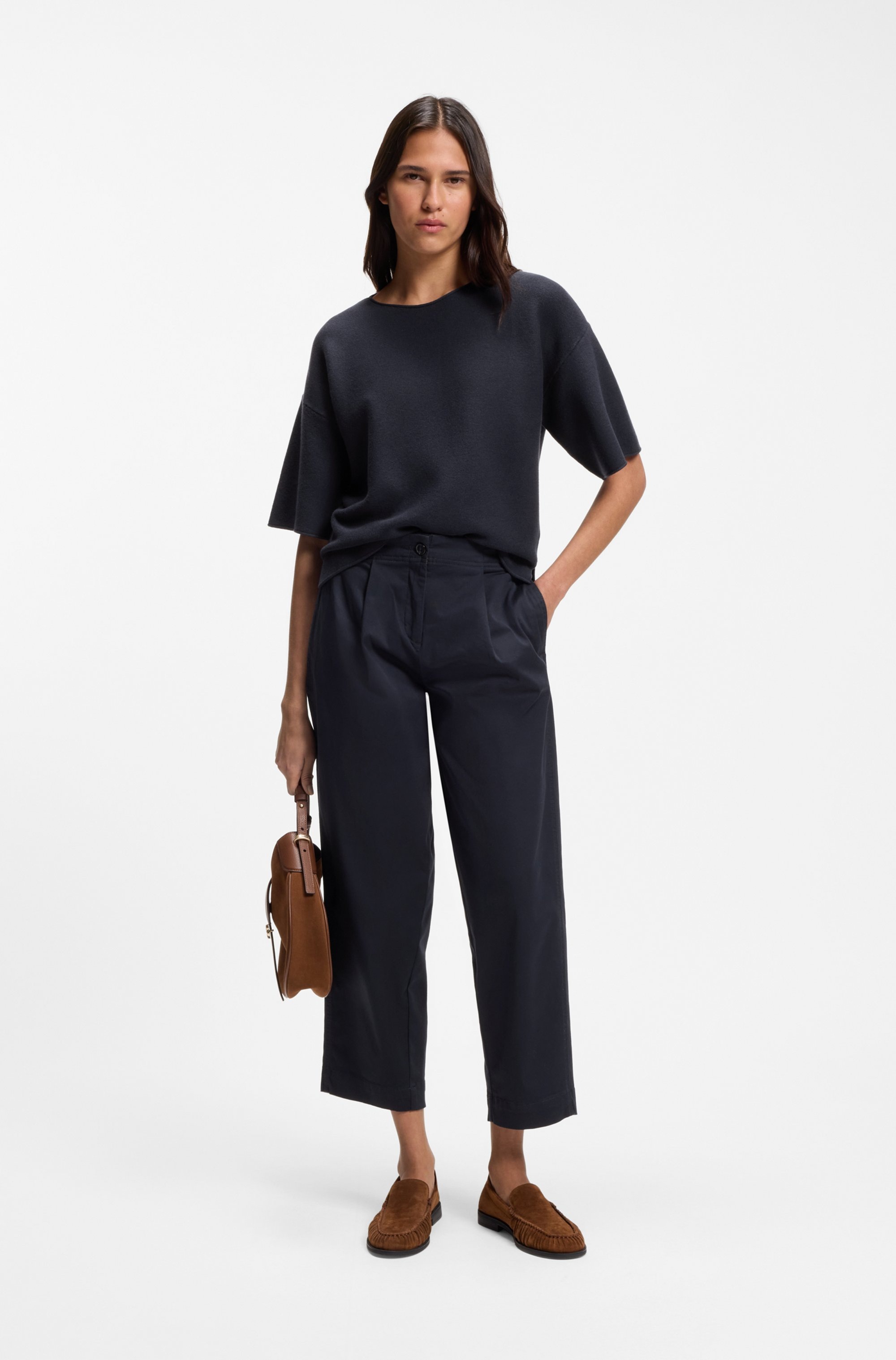 BOSS ORANGE Chinohose »Taquina Premium Damenmode«  in lockerer Passform, Barrel Fit