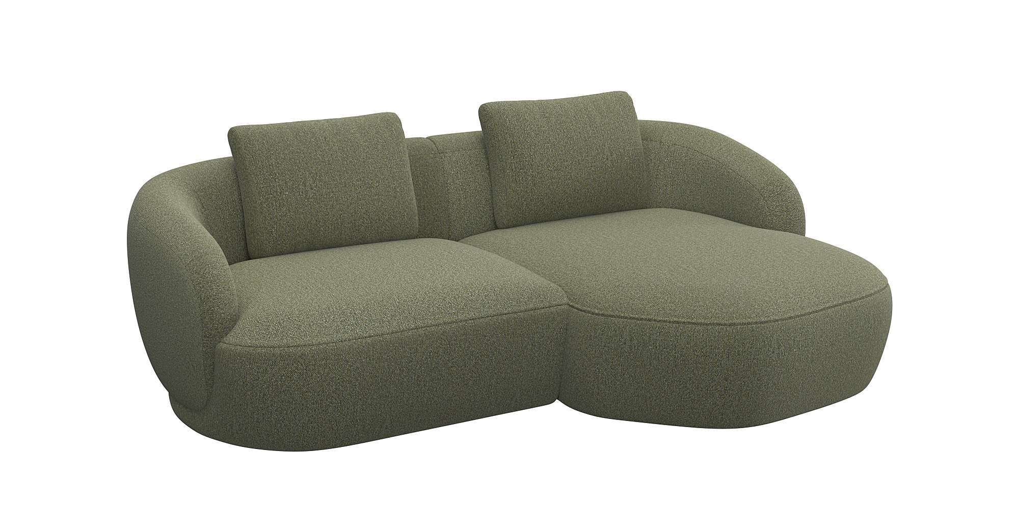 FLEXLUX Wohnlandschaft »Torino, rund, L-Form, Sofa-Ecke mit Recamiere, Longchair-Sofa«, Modernes, organisches Sofa-Design, Kaltschaum, Wellenunterfederung