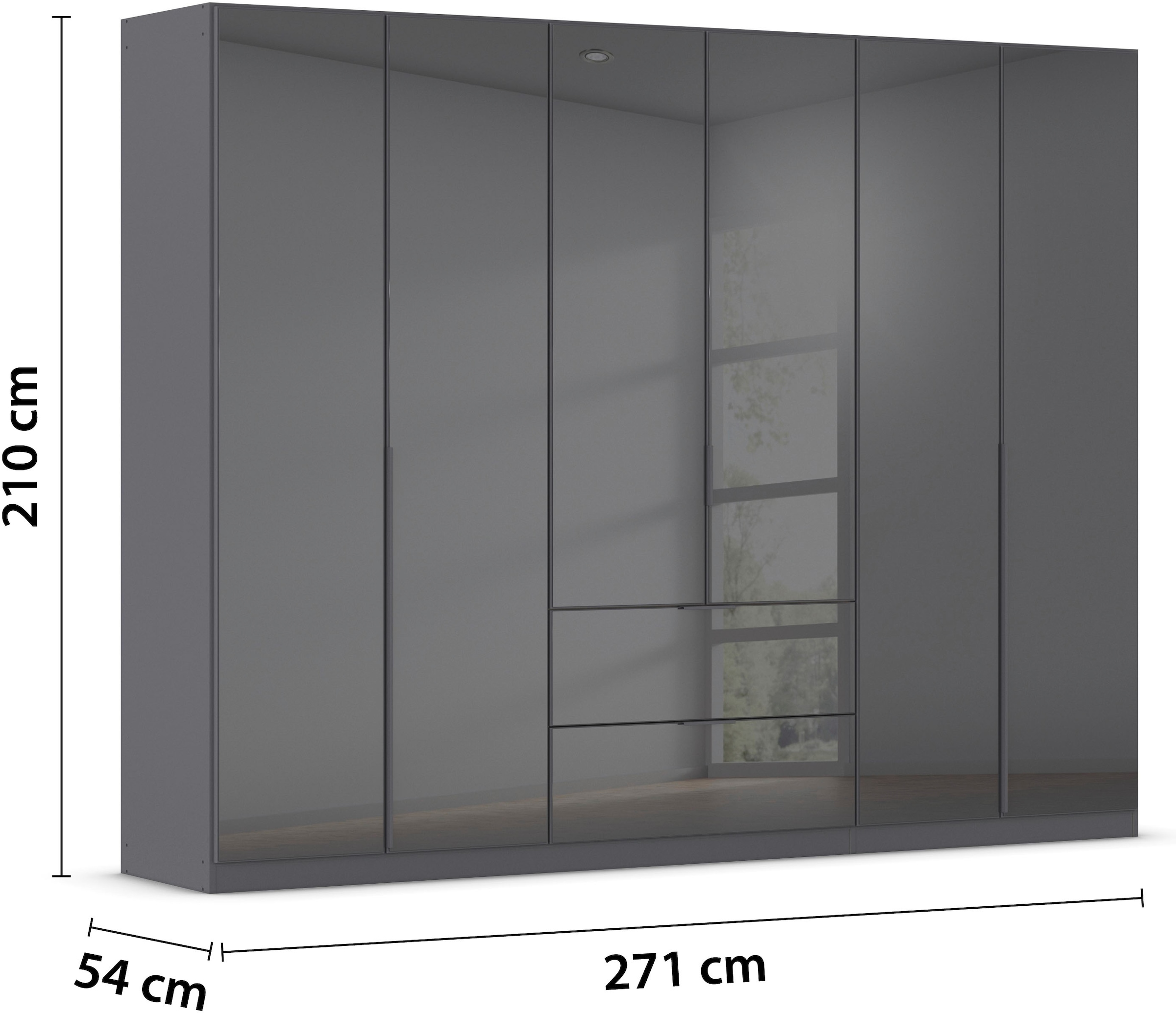 rauch Drehtürenschrank »Kleiderschrank Kleiderschränke Schrank Garderobe AGORDO mit Glasfront«, (in zwei Griff-Farben, Breiten 91-360 cm), mit Außenschubkästen, in 7 Breiten und 2 Höhen MADE IN GERMANY