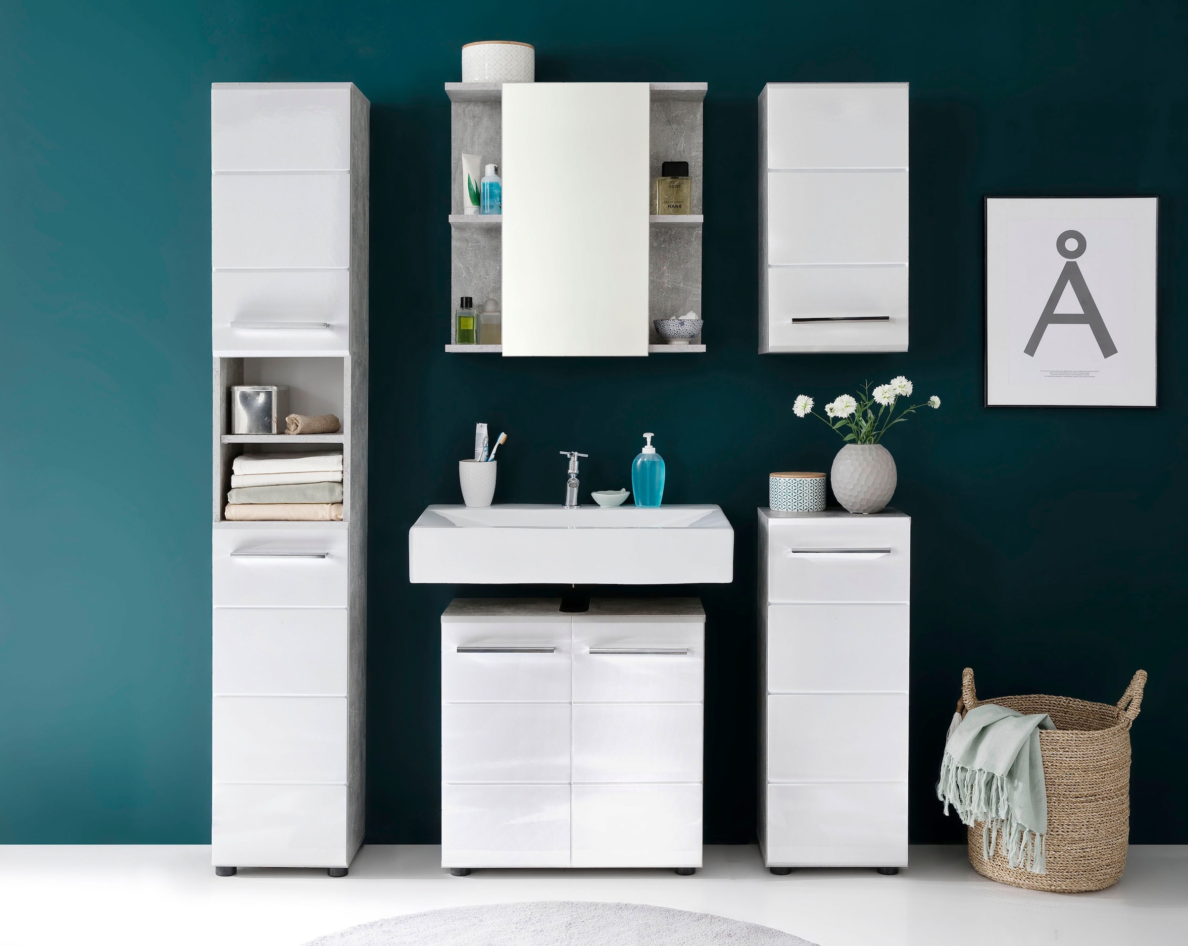 trendteam Spiegelschrank »Nano« Spiegelschrank mit 4 Einlegeböden - (B/T/H) 60/20/62 cm