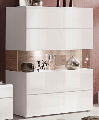 INOSIGN Highboard »Toledo,Breite 121,5 cm, trendige Hochkommode mit 2 Türen«, Hochschrank mit Glas-Partien,stylische Hochglanzfronten