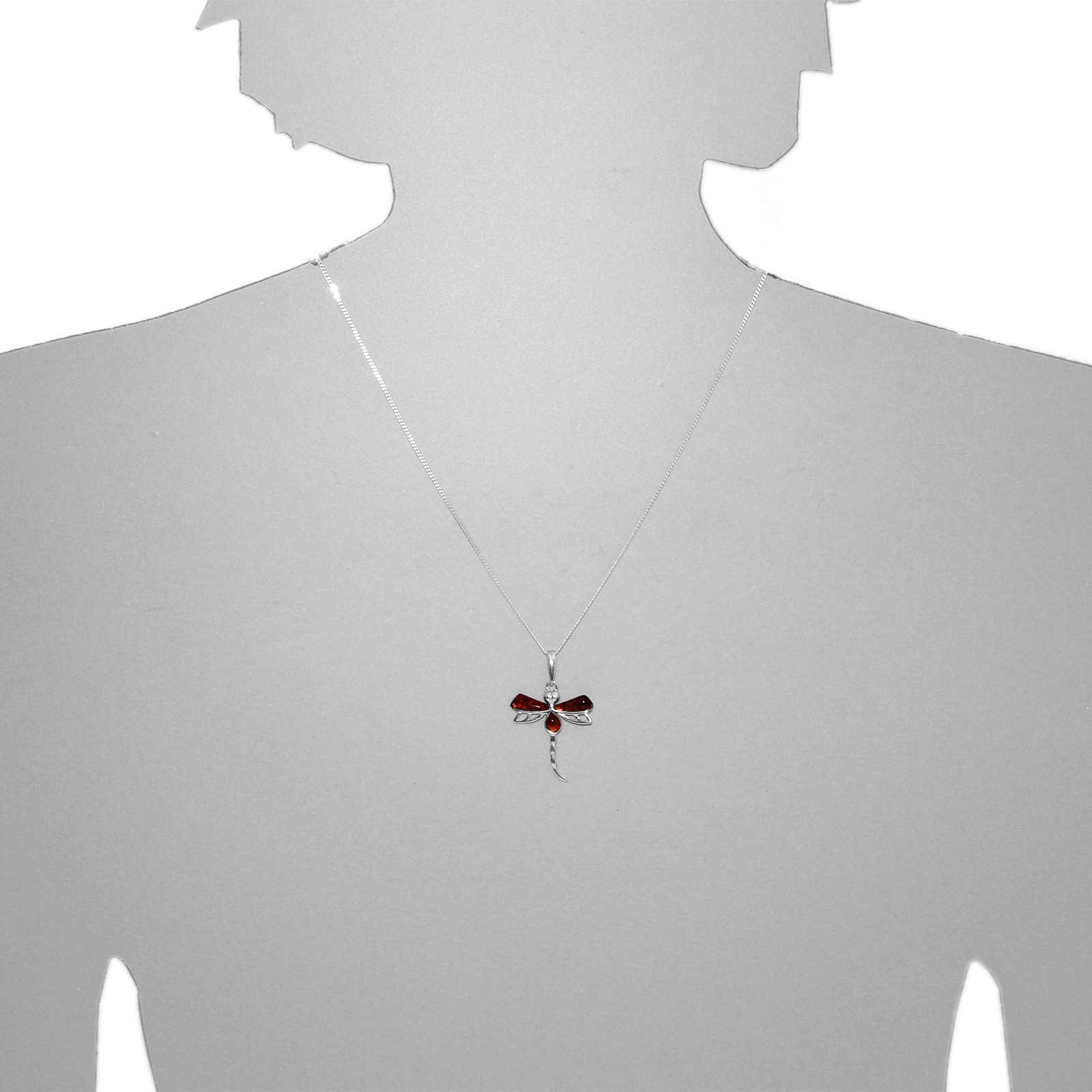 OSTSEE-SCHMUCK Kettenanhänger »- Libelle - Silber 925/000 - Bernstein«