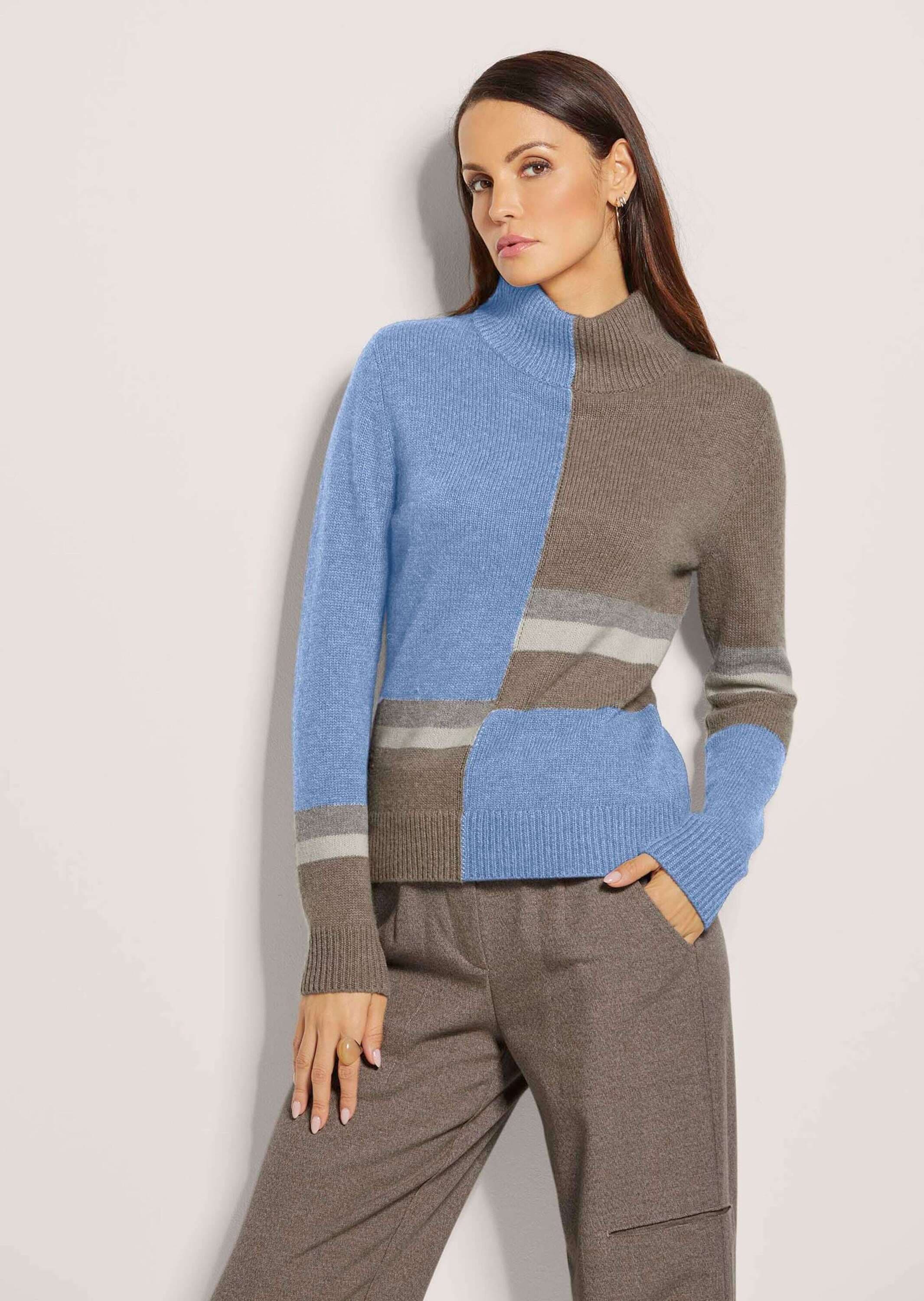MADELEINE Longpullover »Pullover Stehkragen-Pullover mit Intarsien«