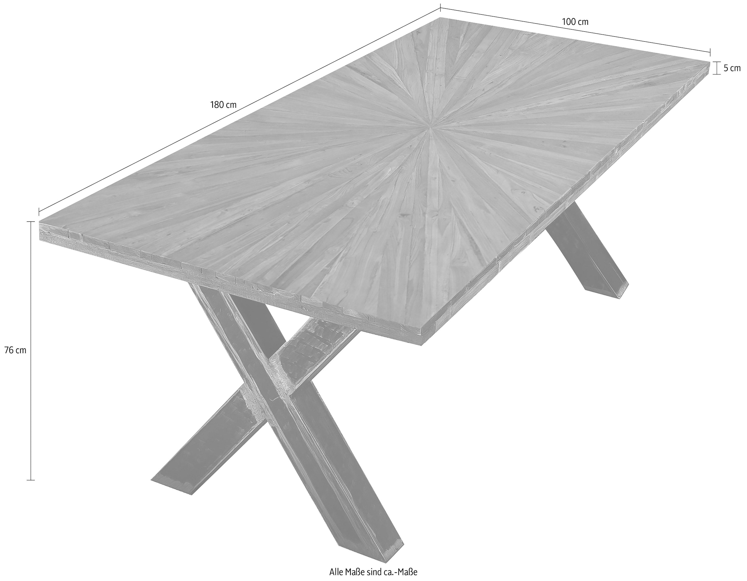 SIT Esstisch »Romanteaka« mit sonnenförmig gemusterter Tischplatte, Shabby Chic, Vintage