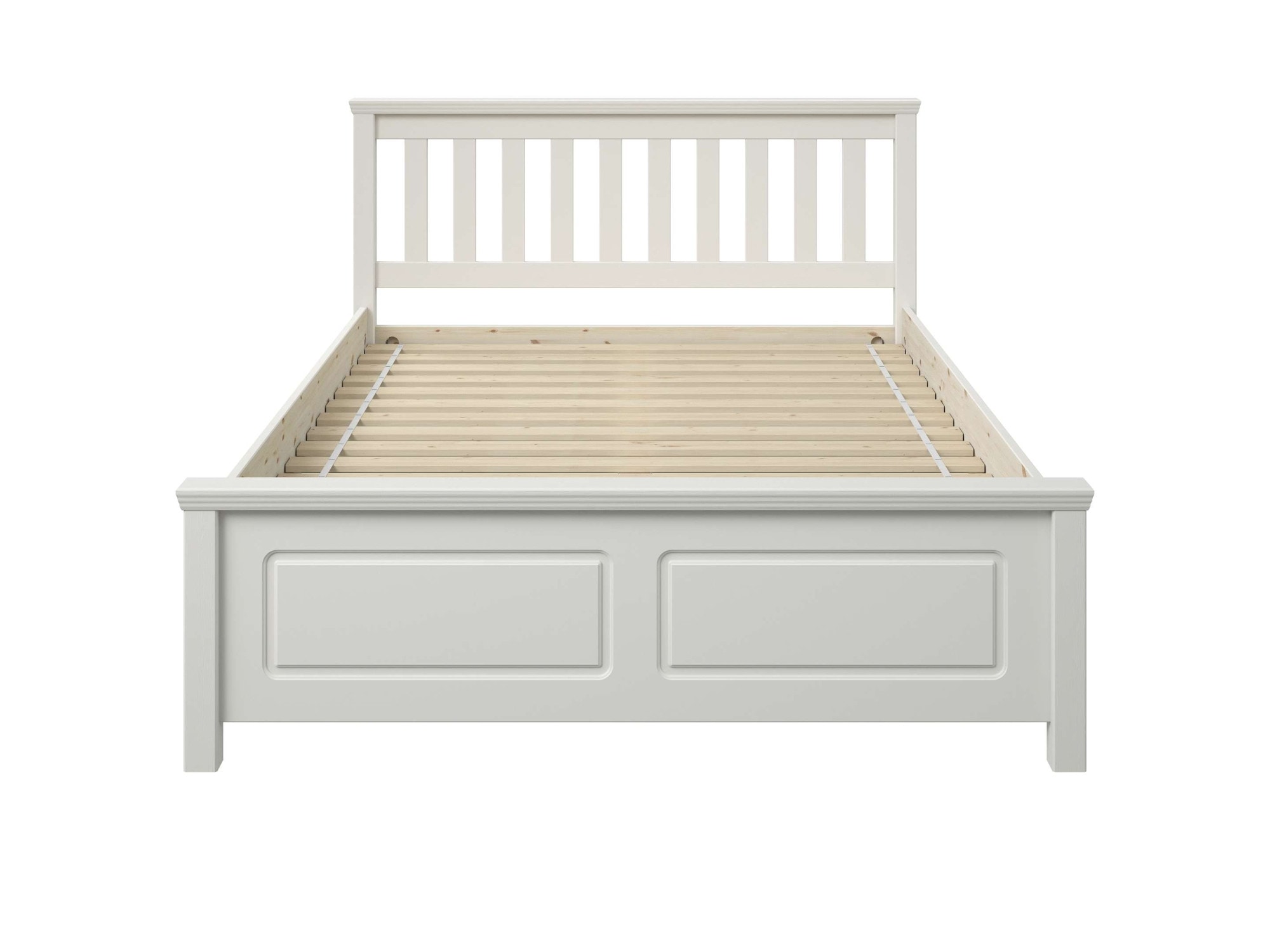 OTTO home Bett »Fredegard, skandinavischer Stil, vielseitig kombinierbar, 2 Breiten« 180er oder 140er Breite,  teilmassiv, Sprossen am Kopfteil, mit Lattenrost, Kassettenoptik