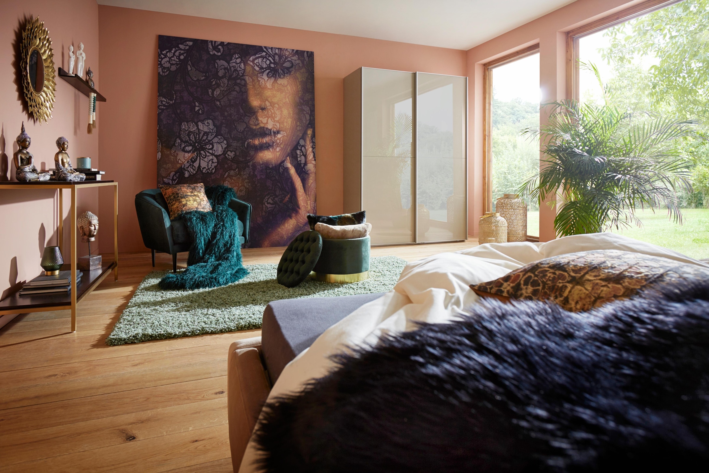 WIEMANN Schwebetürenschrank »Orion, Kleiderschrank, Schrank, Wäscheschrank, mit Schiebetüren« hochwertige Glasfront, variable Inneneinteilung, stilvolle Optik