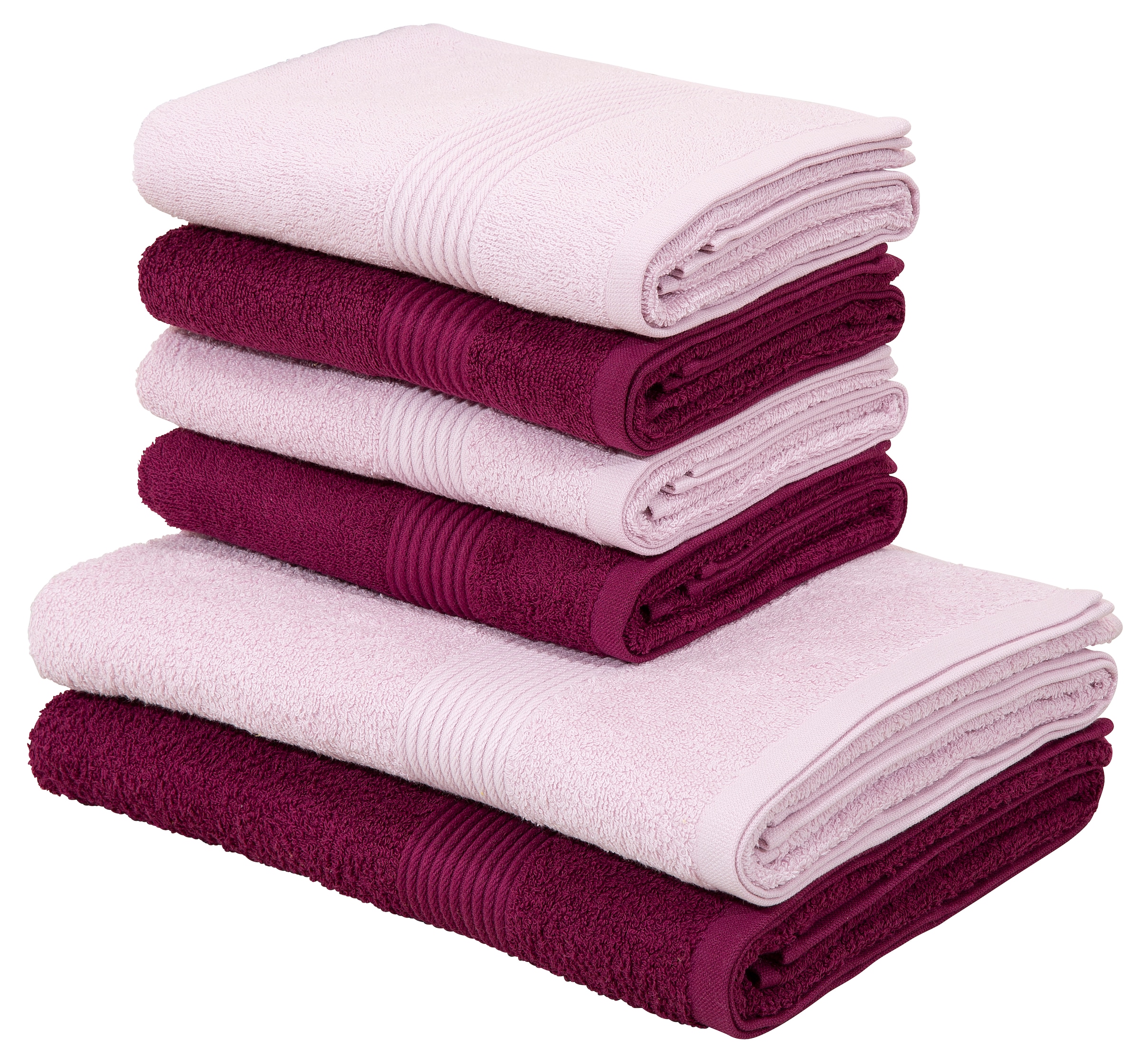 my home Handtuch Set »Anna«, Set, 6 tlg., Walkfrottee, gestreifte Bordüre,  Handtuch-Set, Handtücher aus 100% Baumwolle bestellen bei OTTO