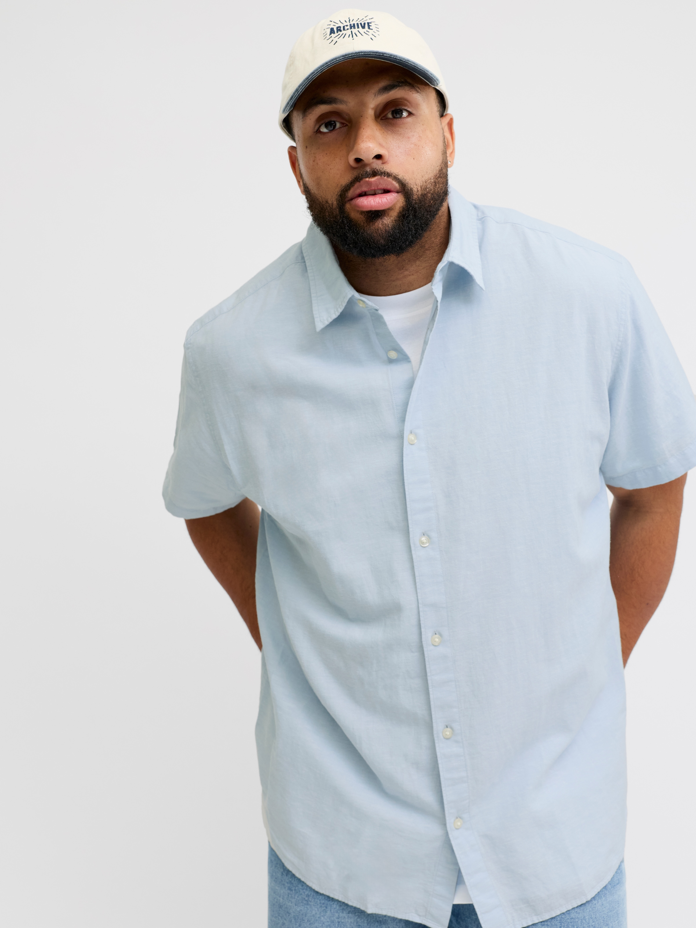 Jack & Jones PlusSize Kurzarmhemd »JJEBREEZE LINEN BLEND SHIRT S/S SN PLS« mit Leinen, regular fit