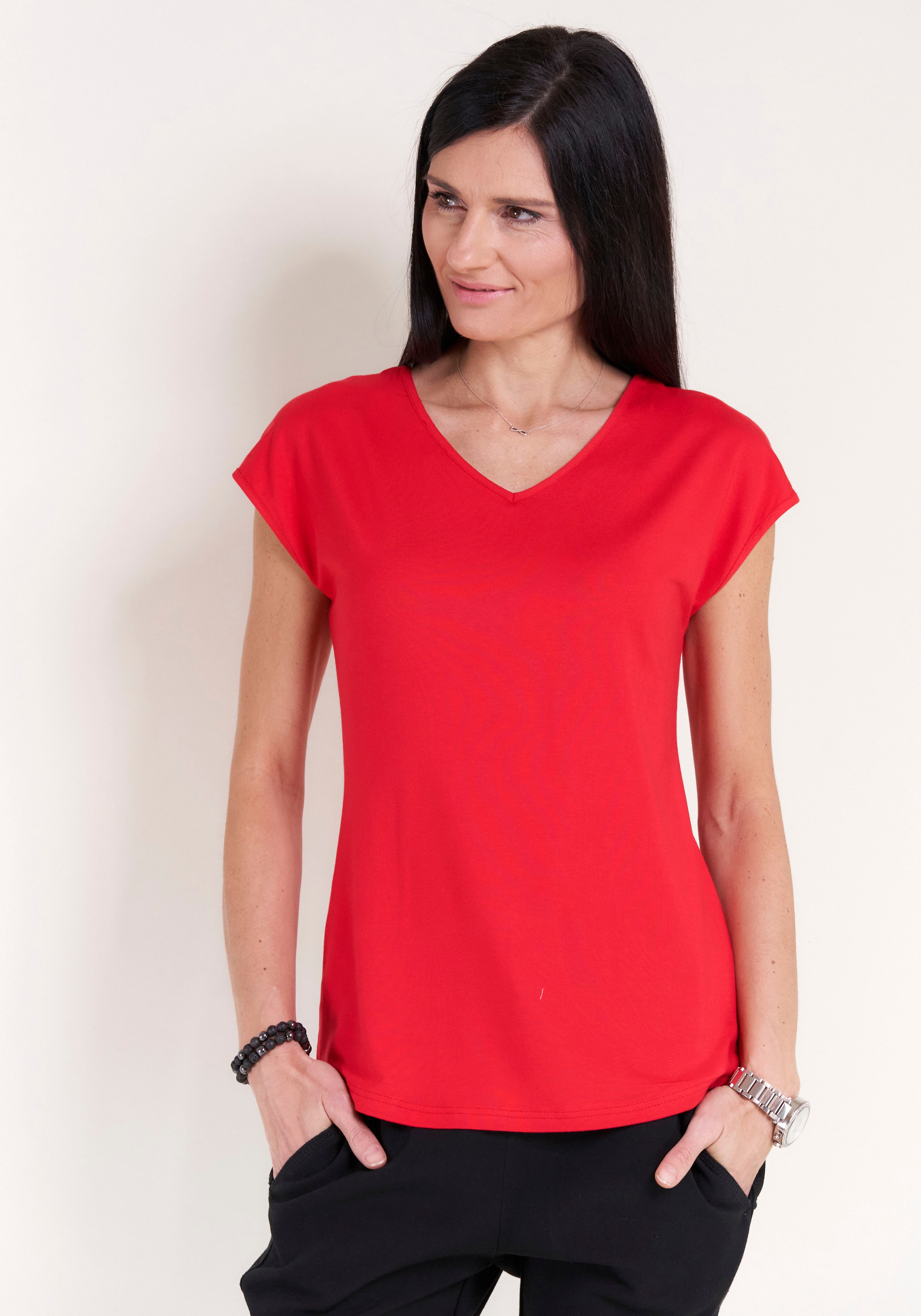 online T-Shirt, Seidel GERMANY Ausschnitt, kaufen OTTO bei V- IN mit oder MADE rundem Moden