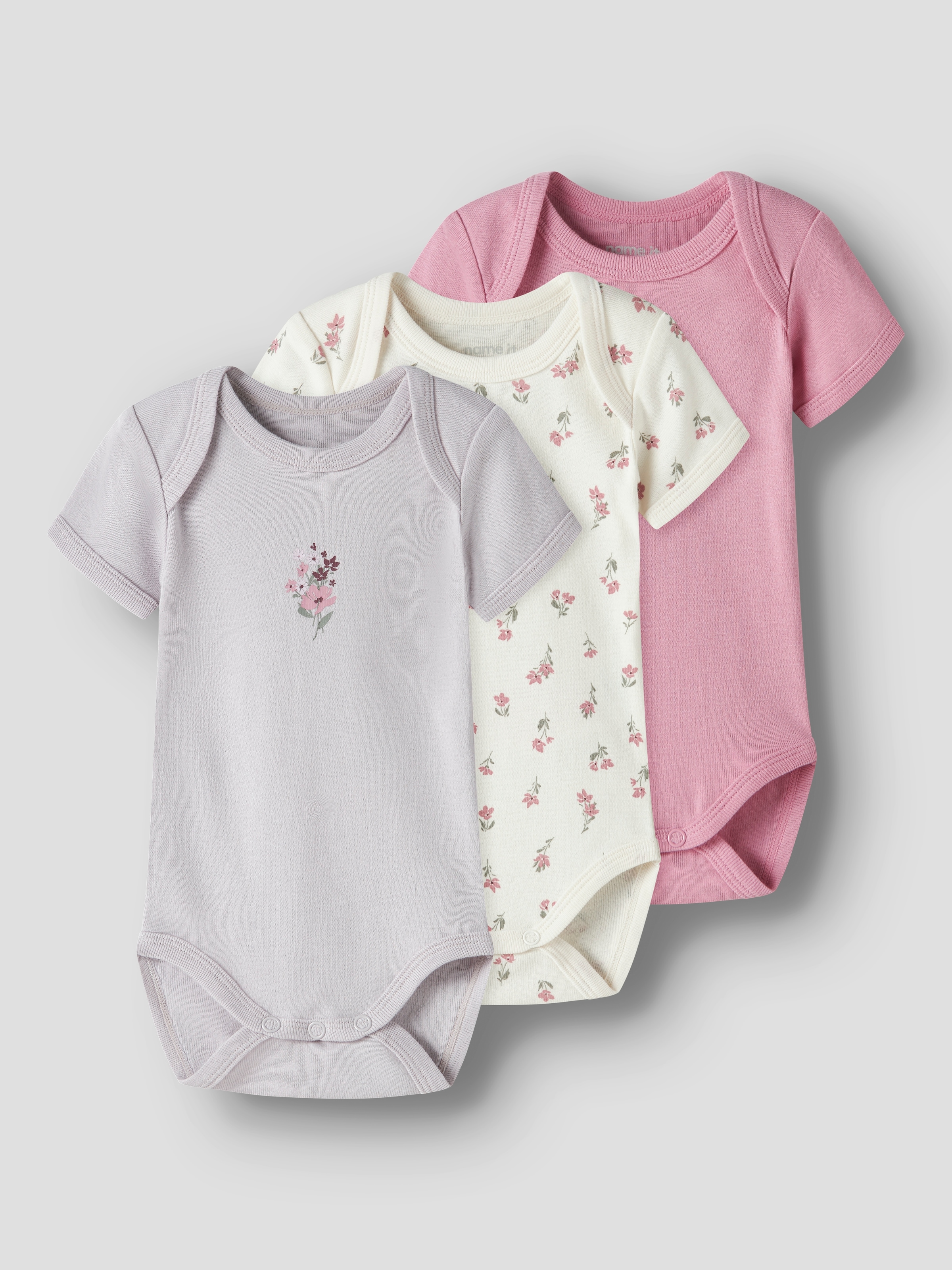 Name It Kurzarmbody »NBFBODY 3P SS FLOWER NOOS« Packung, 3 tlg.