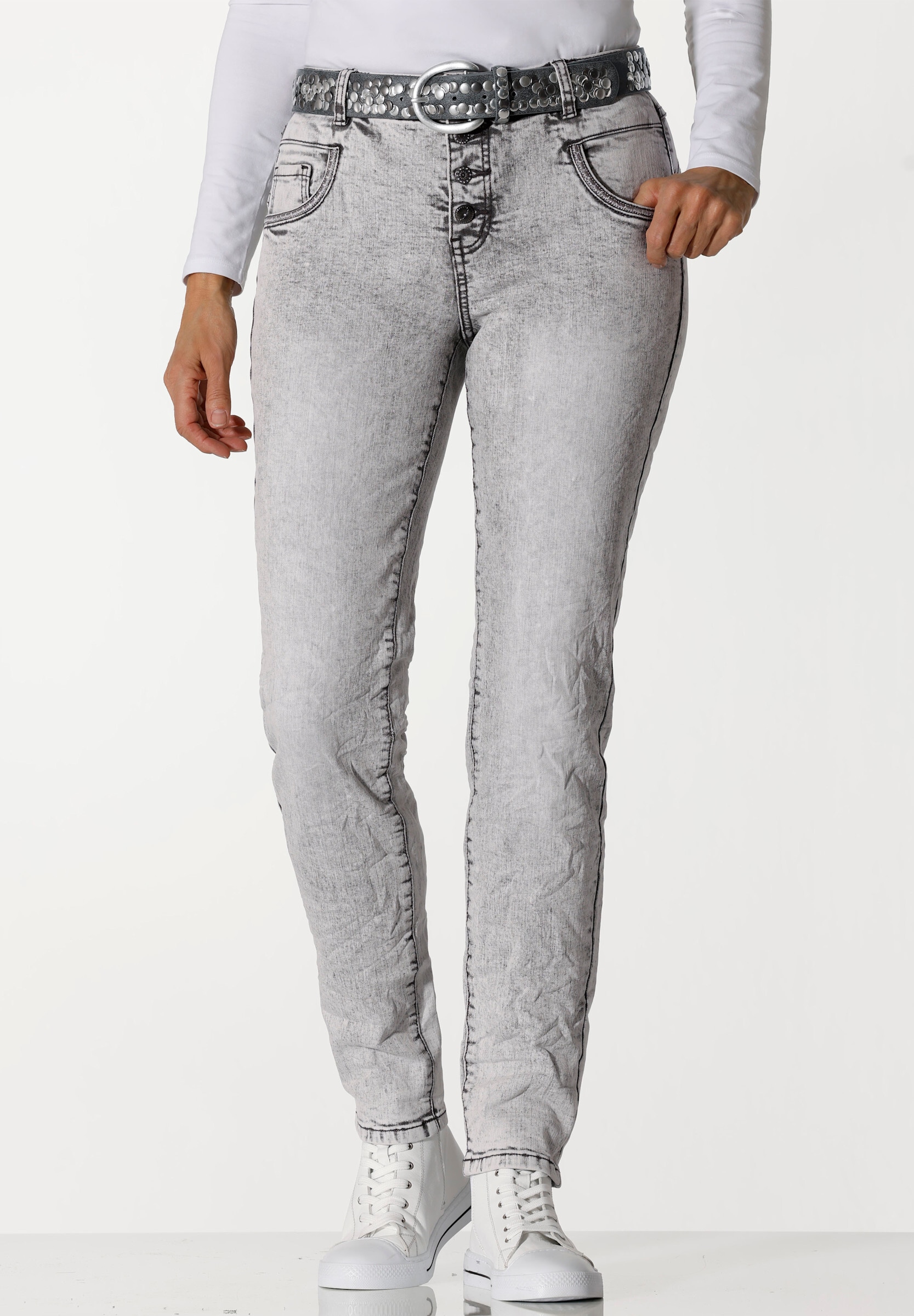 heine 5-Pocket-Jeans »Jeans Röhrenjeans mit Crinkle-Effekt«