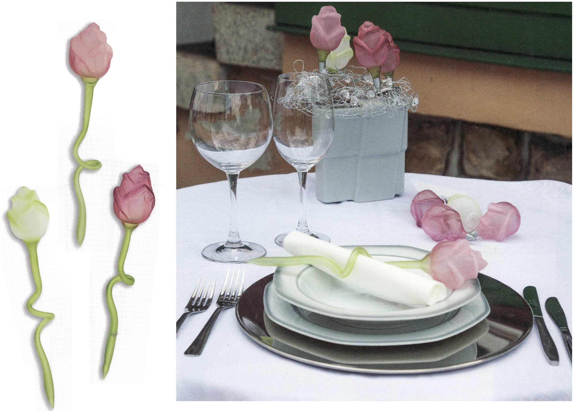 Thüringer Glasdesign Glasblume »rosa Rose«, (1 St.), mundgeblasene und  handdekorierte Tischdeko, Serviettenring, Glas-Rose bei OTTO