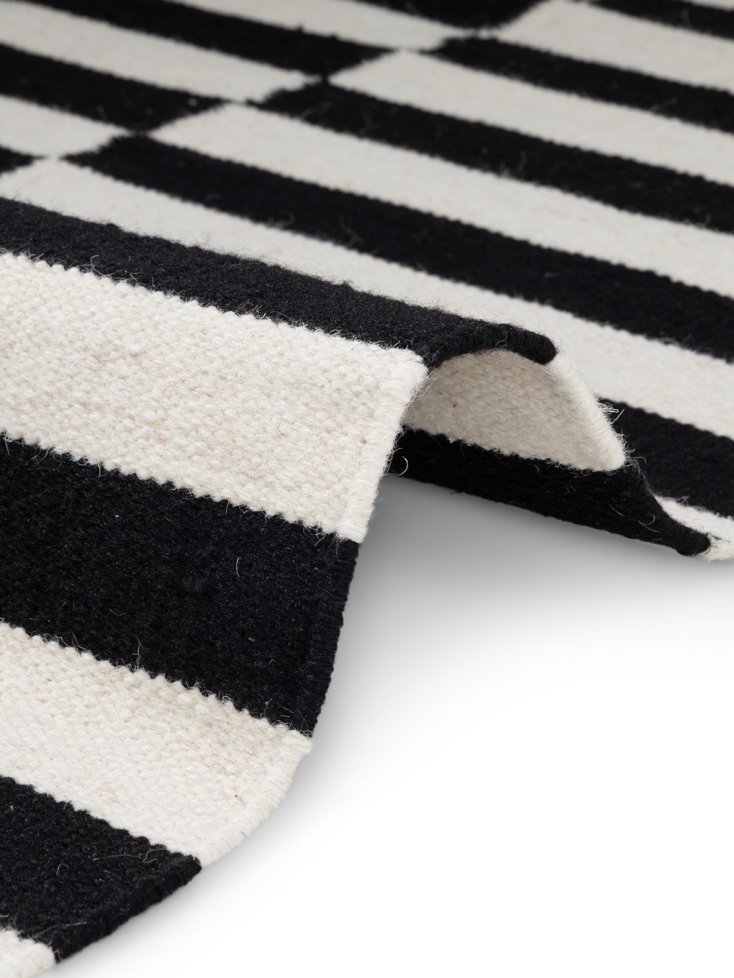 HANSE Home Wollteppich »Donna, schwarz-weiss«, rechteckig, 5 mm Höhe, Handgewebt, Wolle, Natur, Läufer, Wohnzimmer, Schlafzimmer, Streifen
