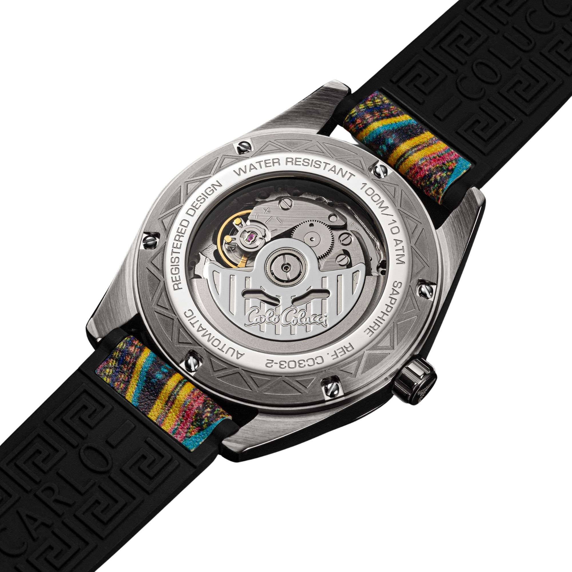 CARLO COLUCCI Automatikuhr Armbanduhr, Herrenuhr, Mechanische Uhr, Silikonarmband, analog
