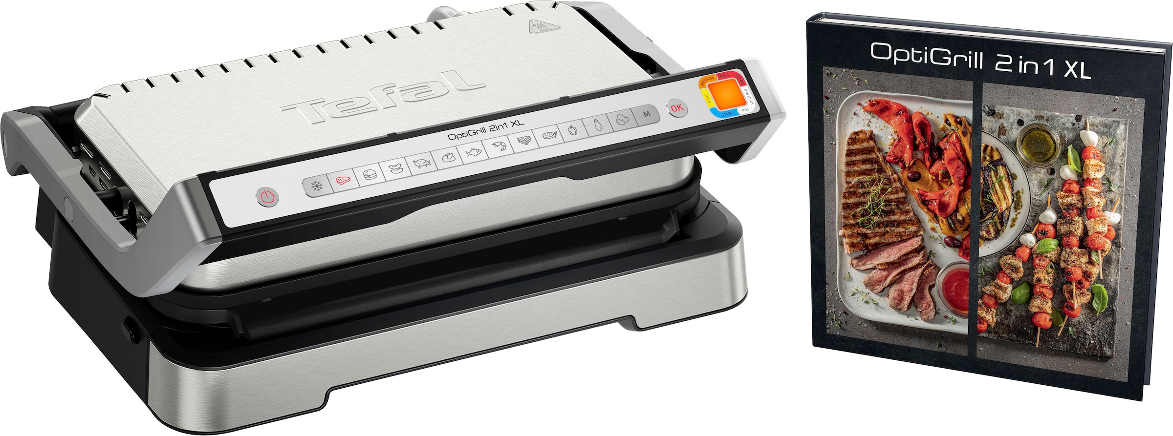 Tefal Kontaktgrill »OptiGrill 2in1 XL GC782D« 2200 W in silberfarben