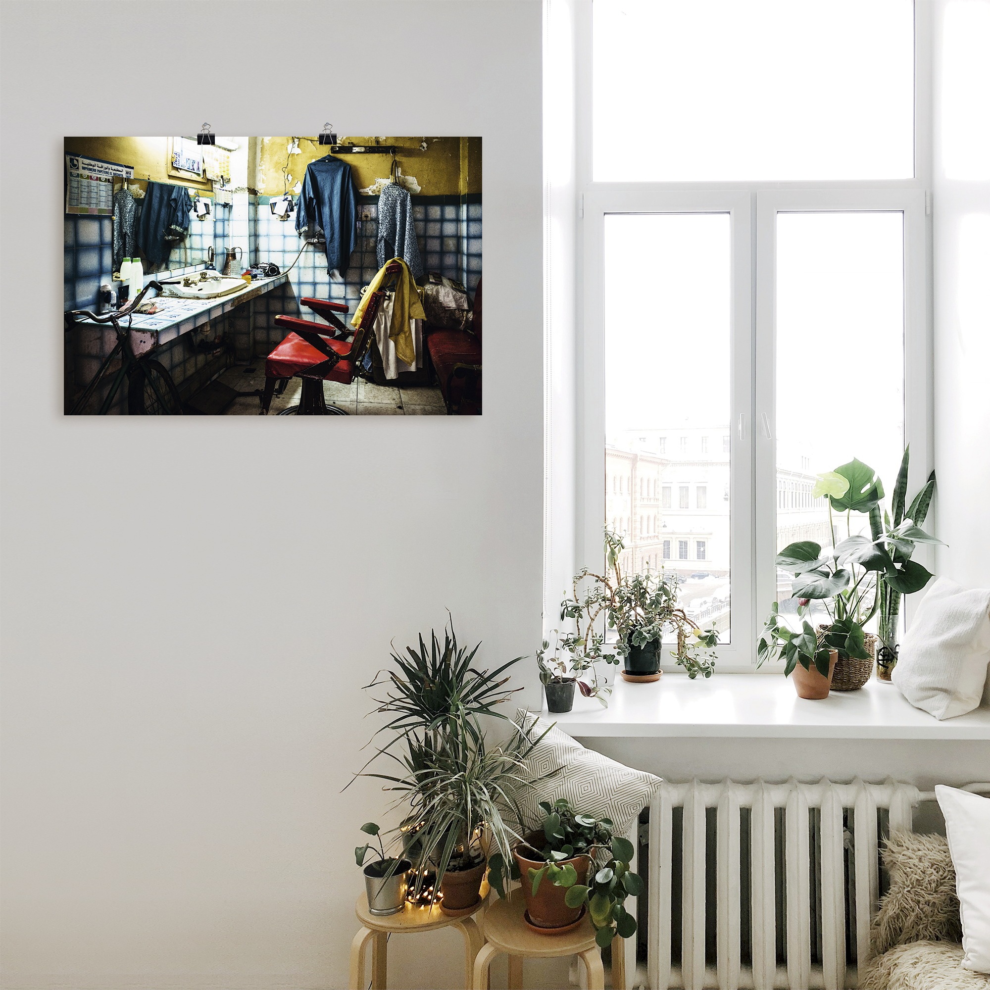 Artland Wandbild »Friseur in Marrakech - Marokko«, Innenarchitektur, (1 St.), in vielen Größen & Produktarten - Alubild / Outdoorbild für den Außenbereich, Leinwandbild, Poster, Wandaufkleber / Wandtattoo auch für Badezimmer geeignet