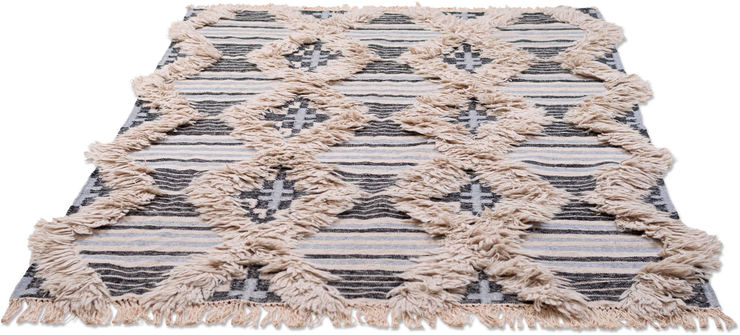 Teppich »Cozy Kelim«, rechteckig, handgewebt, mit Fransen, Boho-Style