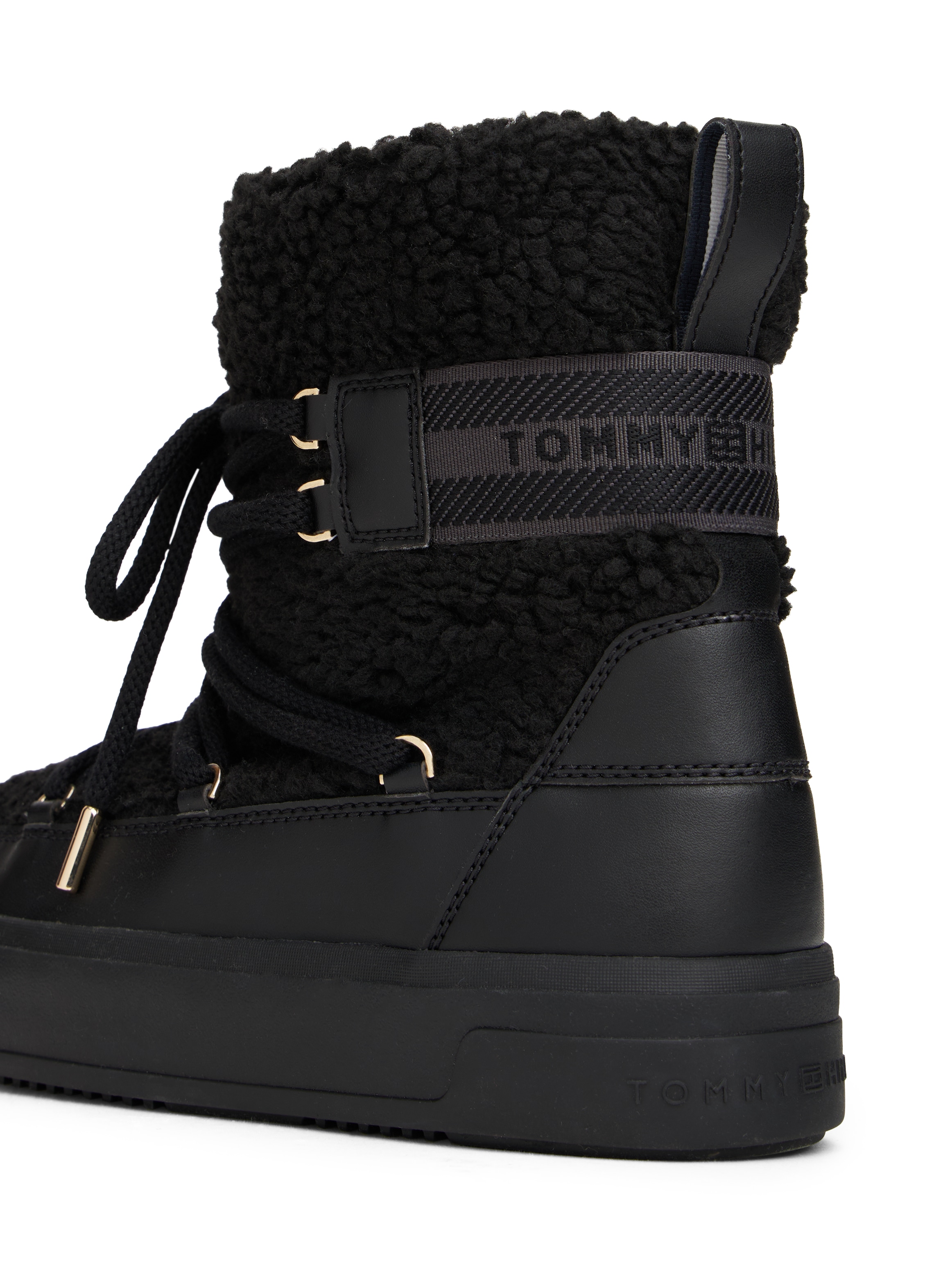 Tommy Hilfiger Winterboots »FAUX SHEARLING SNOWBOOT«  , Winterstiefelette, Outdoorschuh mit aufgesetzter Schnürung