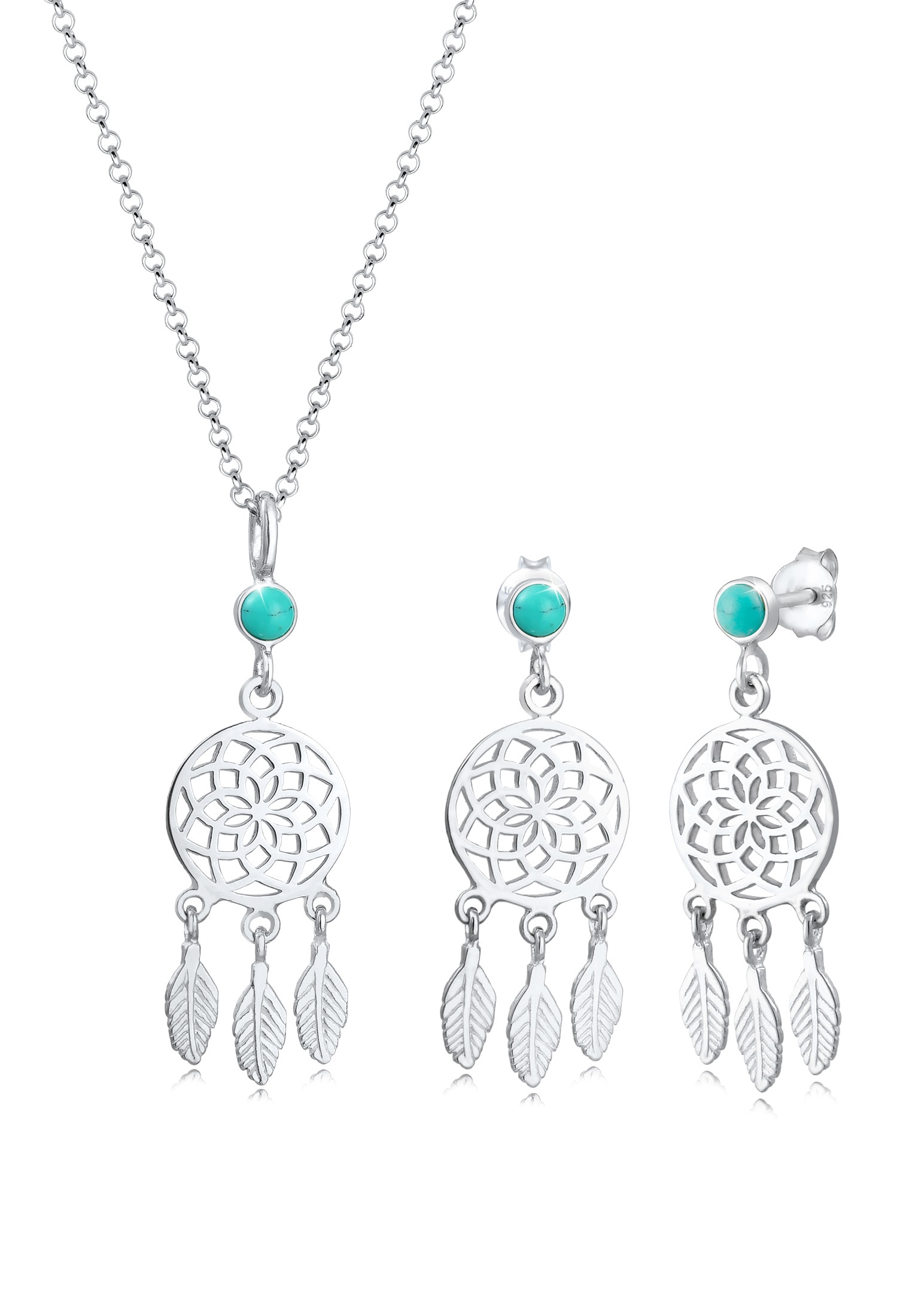 Ohrring und Ketten Set »Schmuckset Elli Schmuckset Kette Hänger Traumfänger Boho...