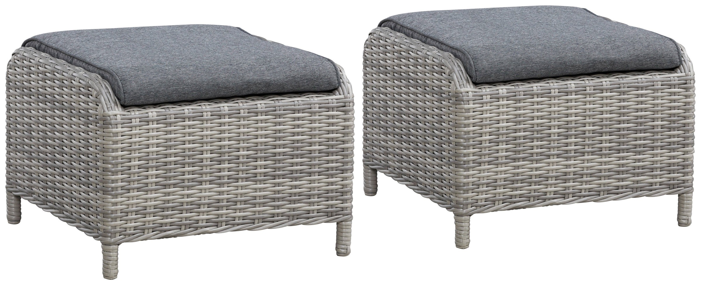 KONIFERA Polsterhocker »Menorca«, (Set, 2 St.), Polyrattan, inkl. Auflage