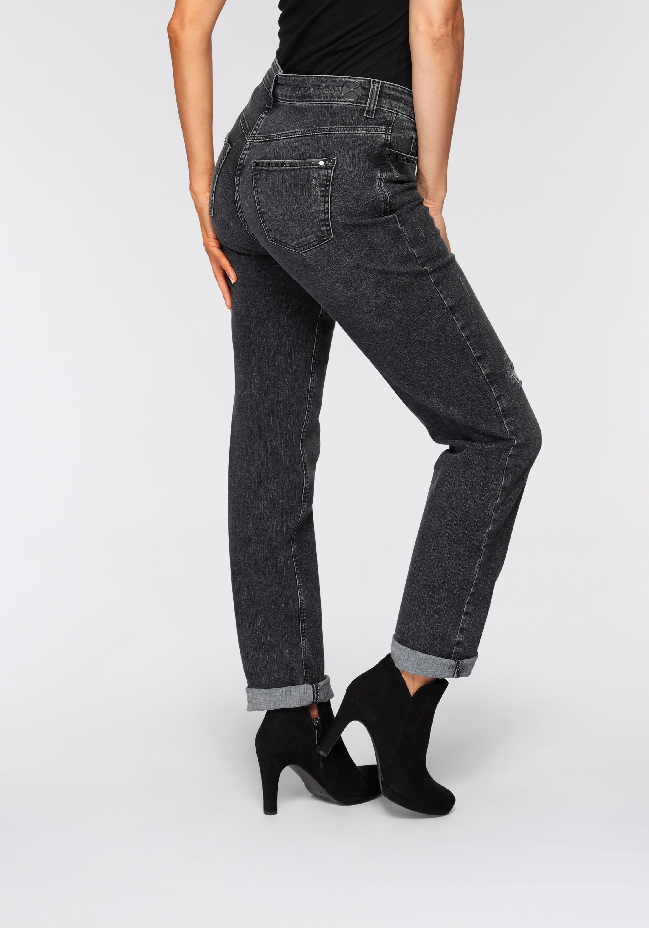 MAC Straight-Jeans »Dream Authentic-Rivets«, Leichte Destroyed-Effekte