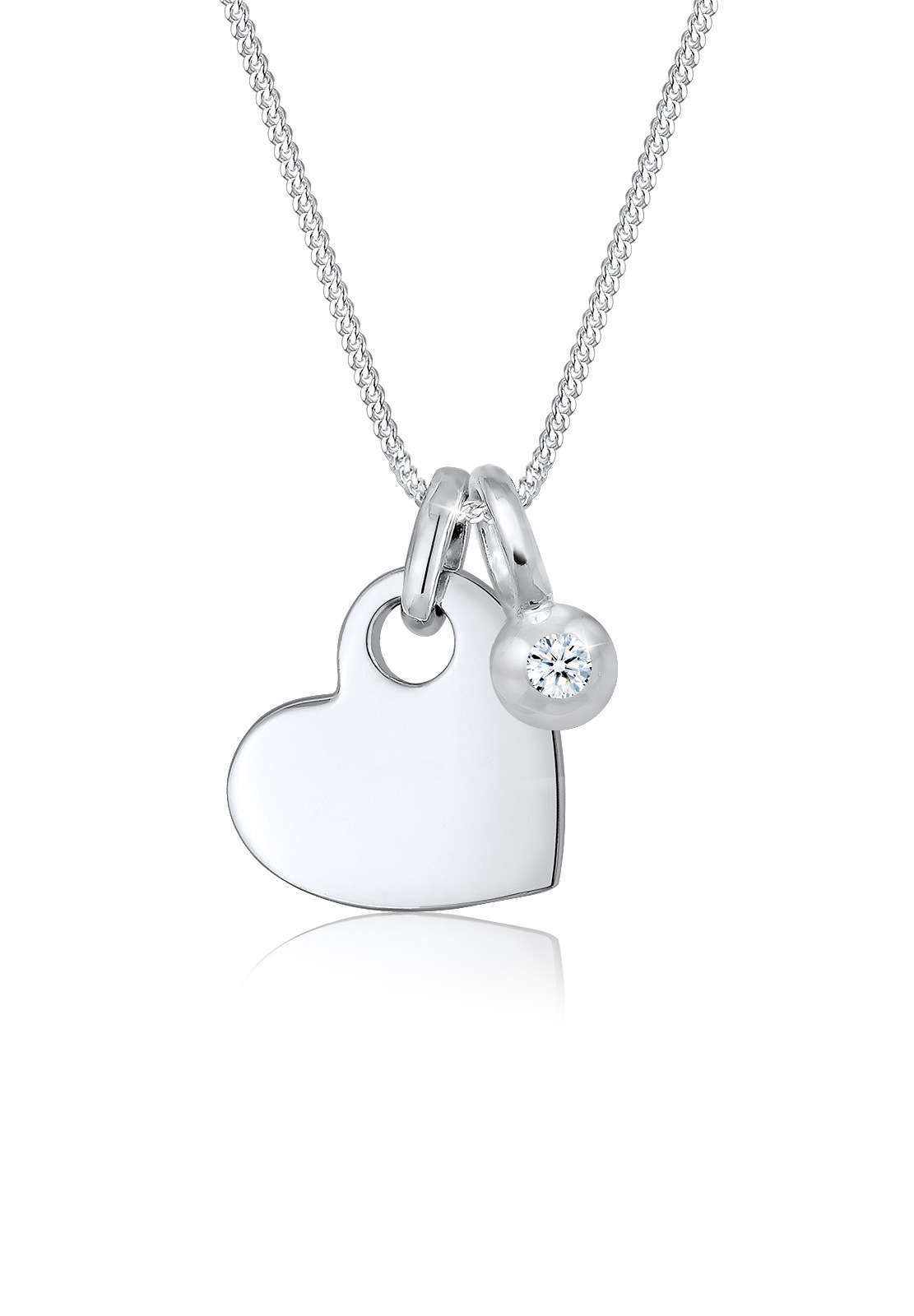 Elli Collierkettchen »Herz Solitär Diamant (0.03 ct.) 925 Silber«