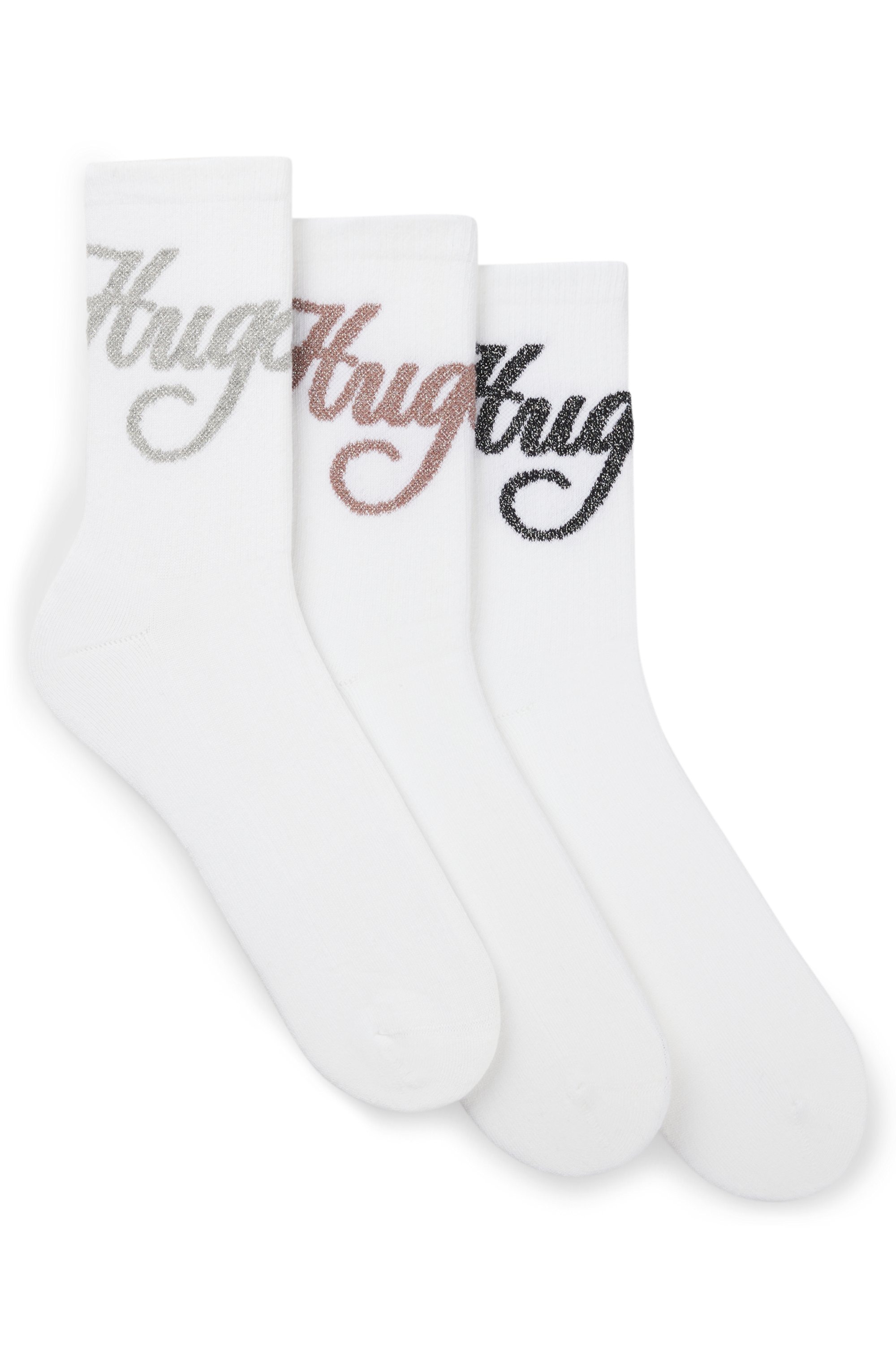 HUGO Underwear Socken, (3 Paar), mit schimmerden Logo