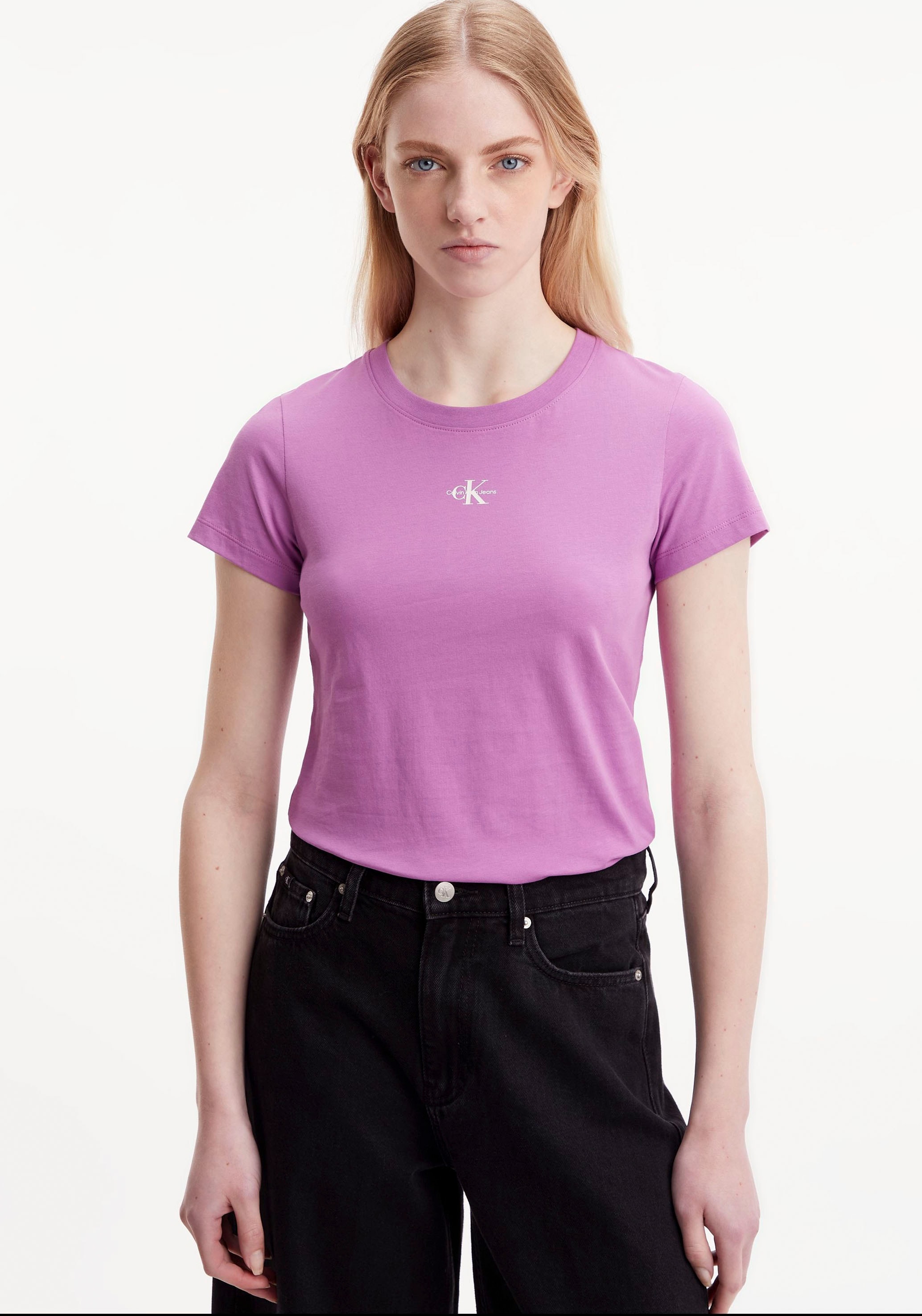 Calvin Klein »MICRO FIT mit Jeans SLIM bei bestellen OTTO T-Shirt Rundhalsausschnitt TEE«, MONOLOGO
