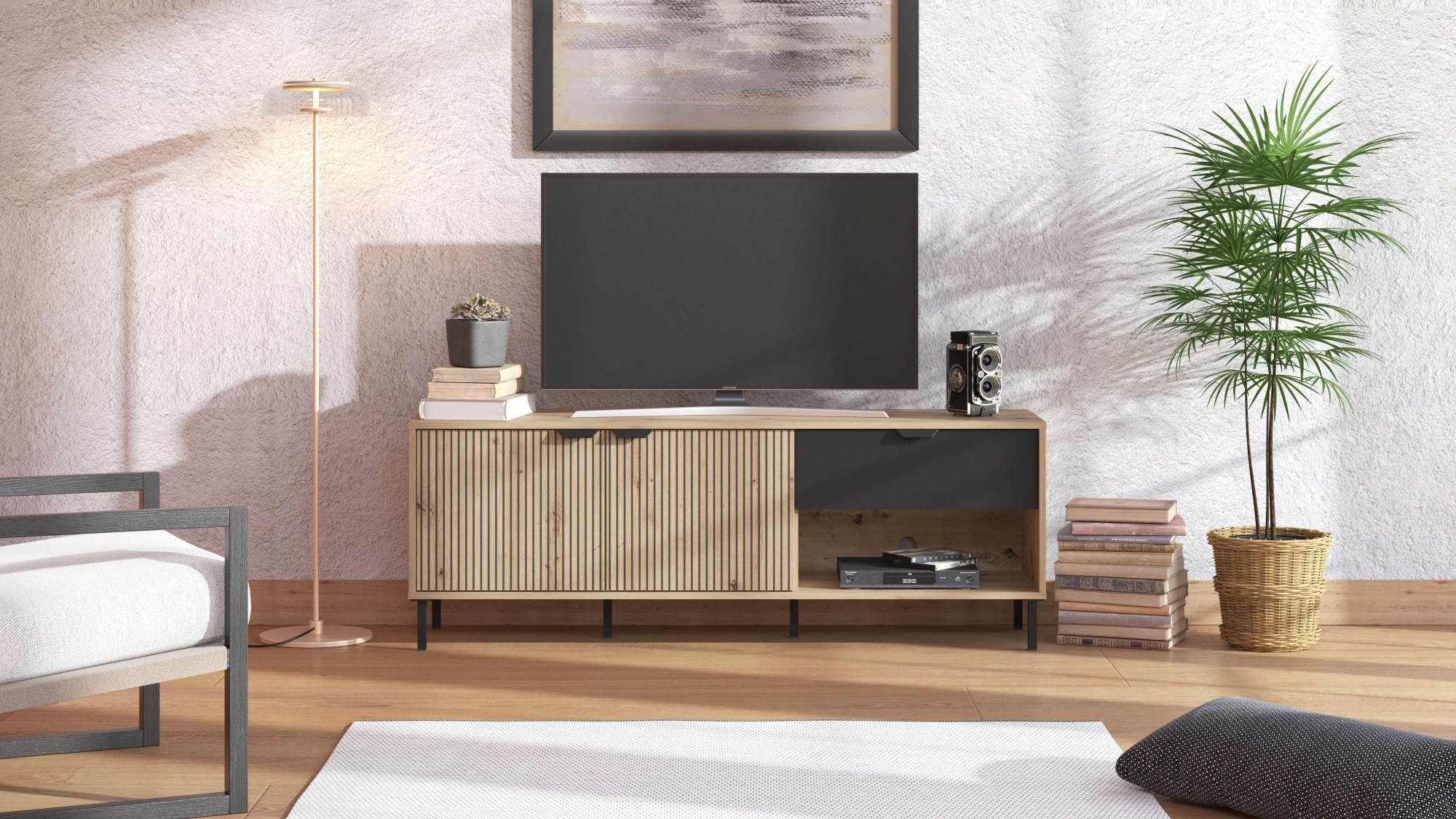 Home affaire TV-Board »Mayenne Lowboard, Breite 150 cm, TV-Schrank, TV-Ständer«, mit dekorativen...