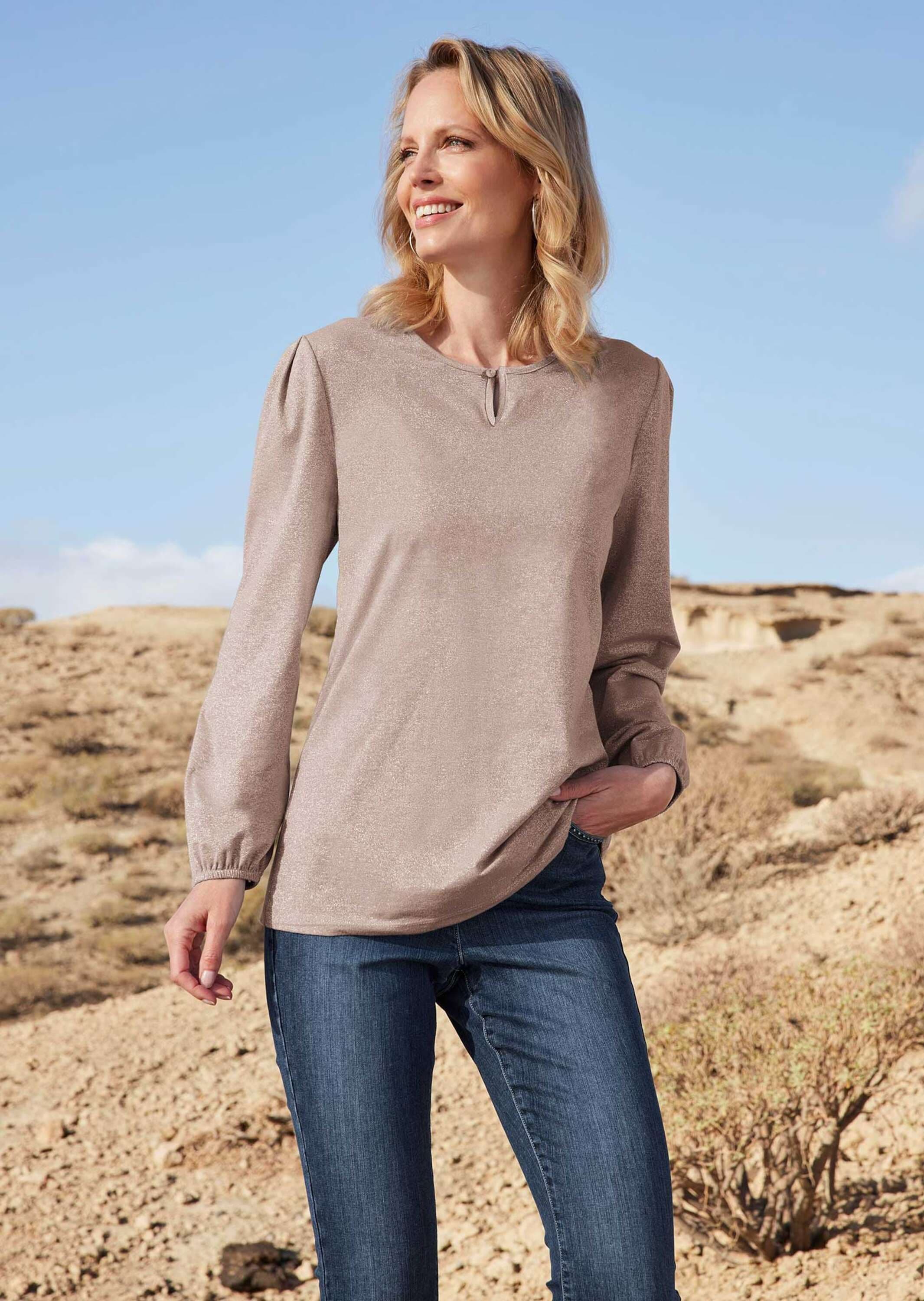 GOLDNER Longpullover »Kurzgröße Kurzgröße - Glanzshirt«