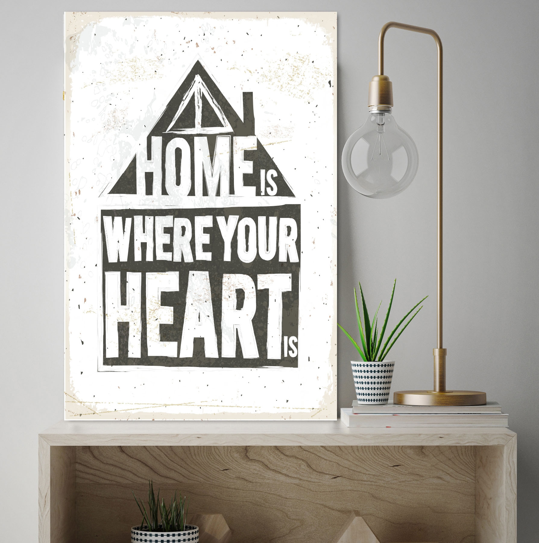 queence Metallbild »Heart«, Schriftzüge-Schriftzug-Sprüche-Sprüche & Texte, (1 St.), Stahlschild, Blechschild, Sprüche, Texte, Zuhause, Heimat