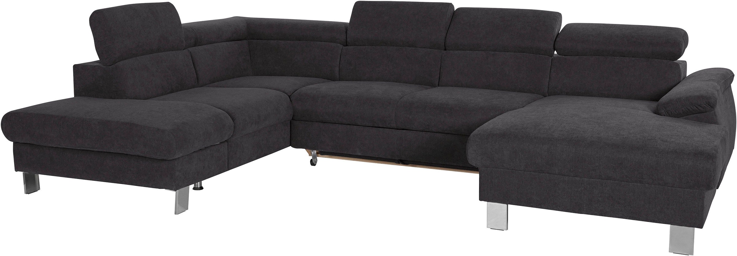 COTTA Polstergarnitur »Komaris U-Form, B: 320 bzw. 100 cm (Set: Wohnlandschaft & Hocker)«, (Set), mit Kopfteilverstellung, optional Bettfunktion, Bettkasten & Licht