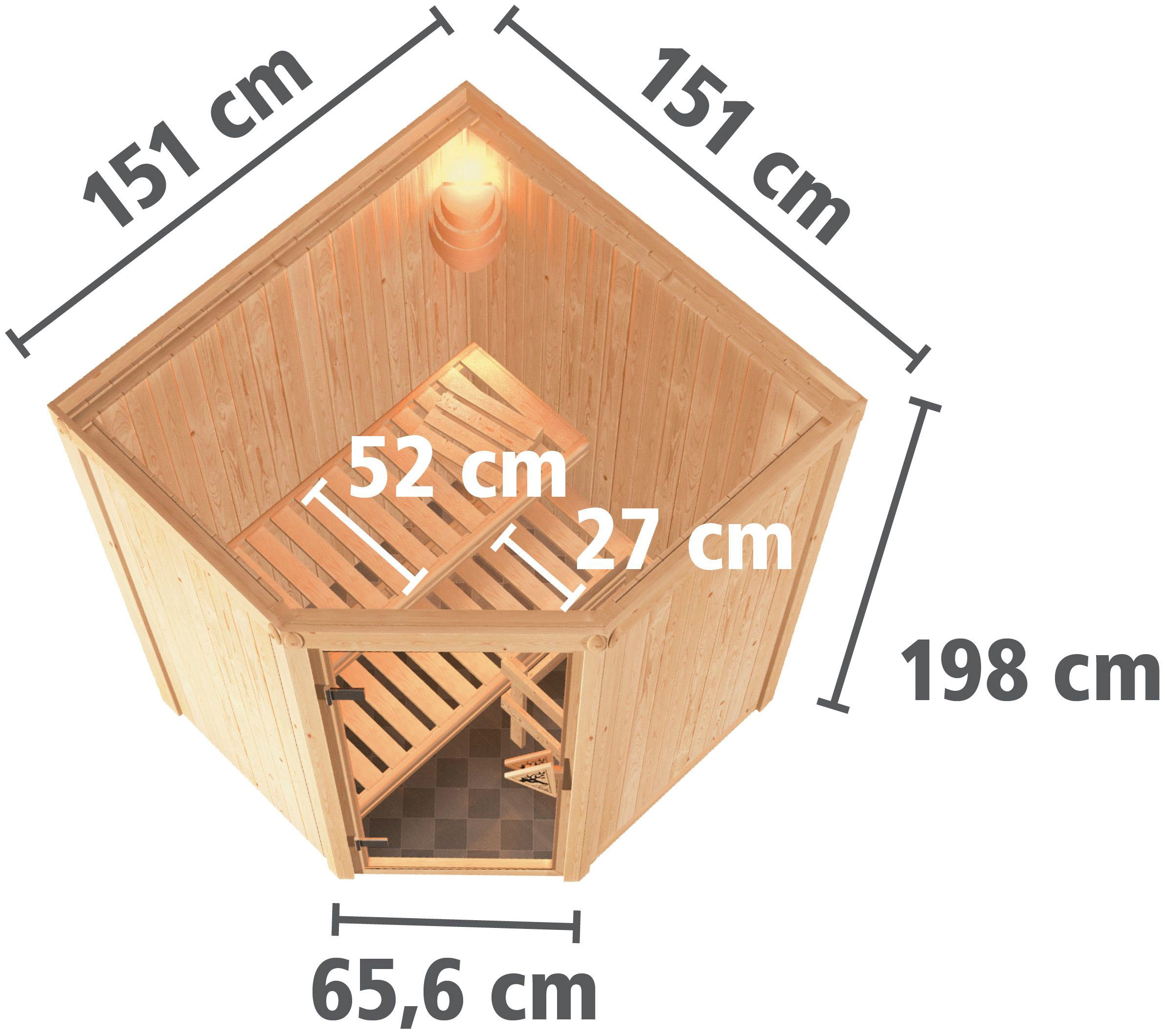 Karibu Sauna »Larin« Set,  Ofen 9 KW externe Strg easy