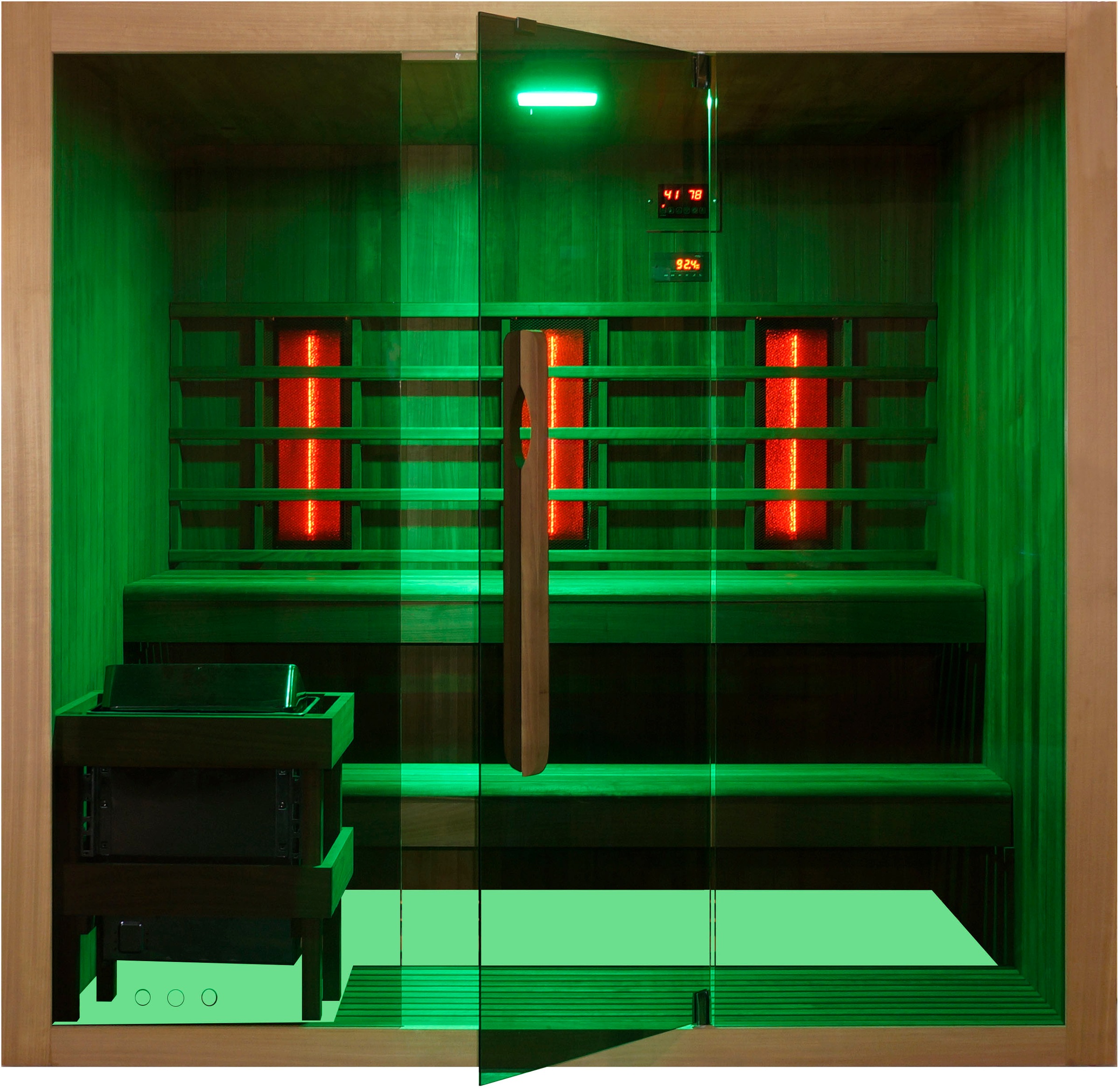 Sanotechnik Sauna »»KOTKA« mit Infrarotkabine« geeignet für 5 Personen, Espenholz