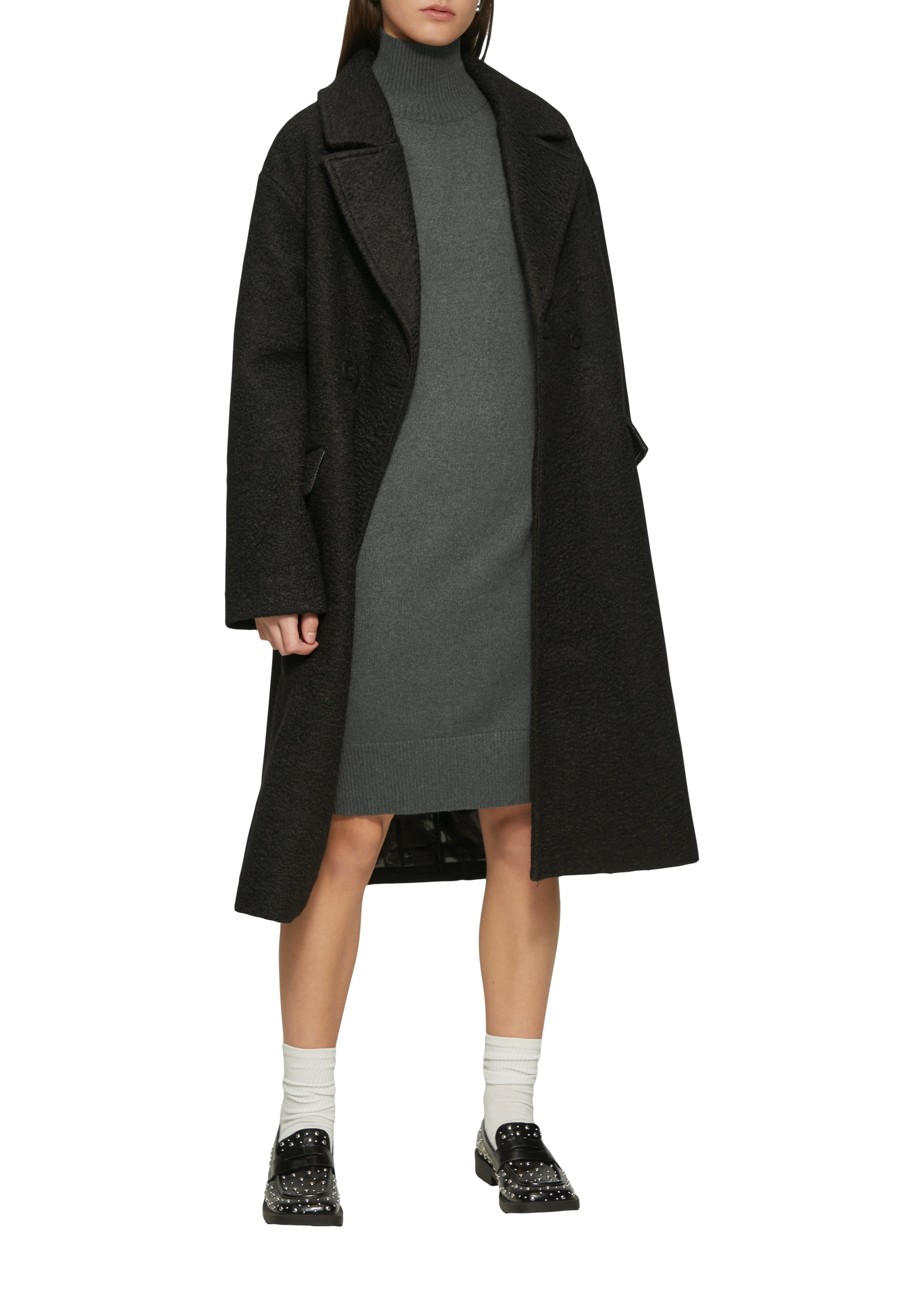 QS Strickkleid, mit geripptem Stehkragen