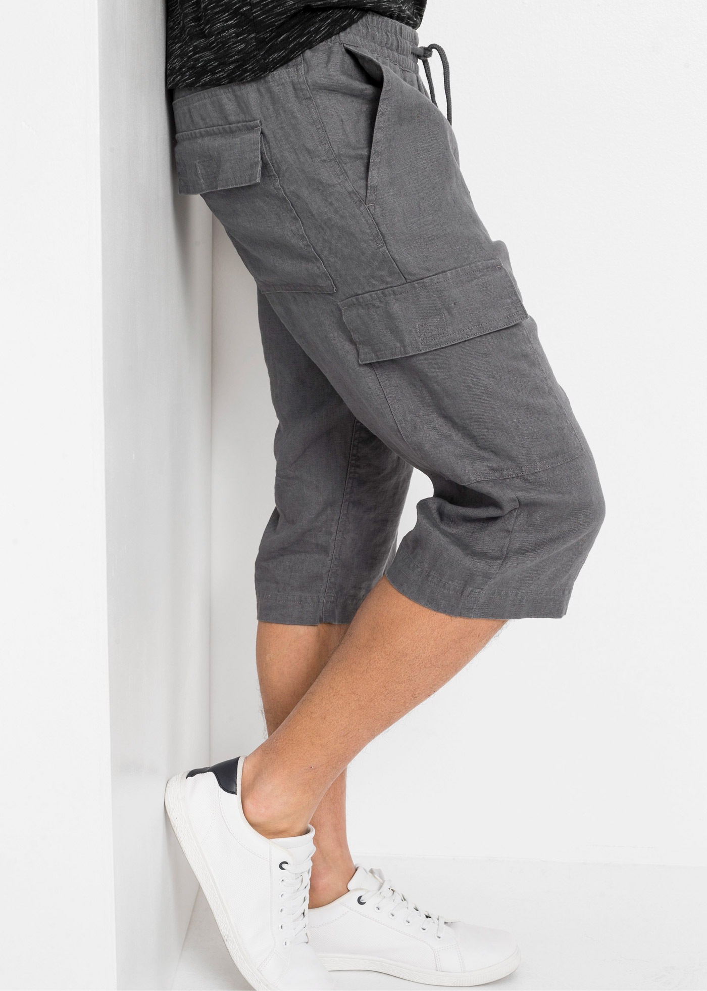 bonprix Cargobermudas  aus Leinen, Regular Fit, mit sechs Taschen, eleganter Stil