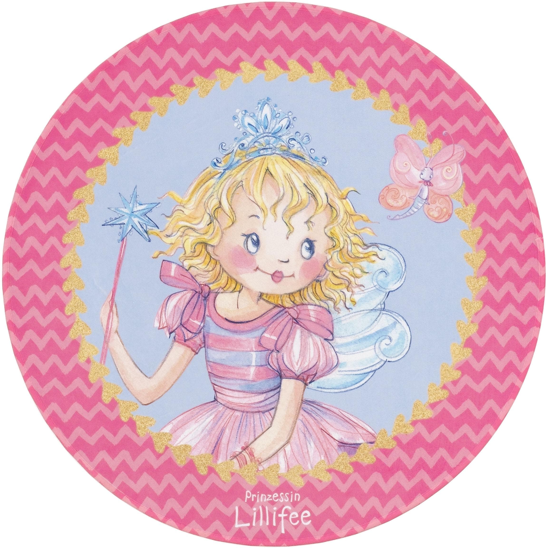 Prinzessin Lillifee Kinderteppich »LI-110«, rund, 6 mm Höhe, bedruckter Stoff, weiche Microfaser, Kinderzimmer