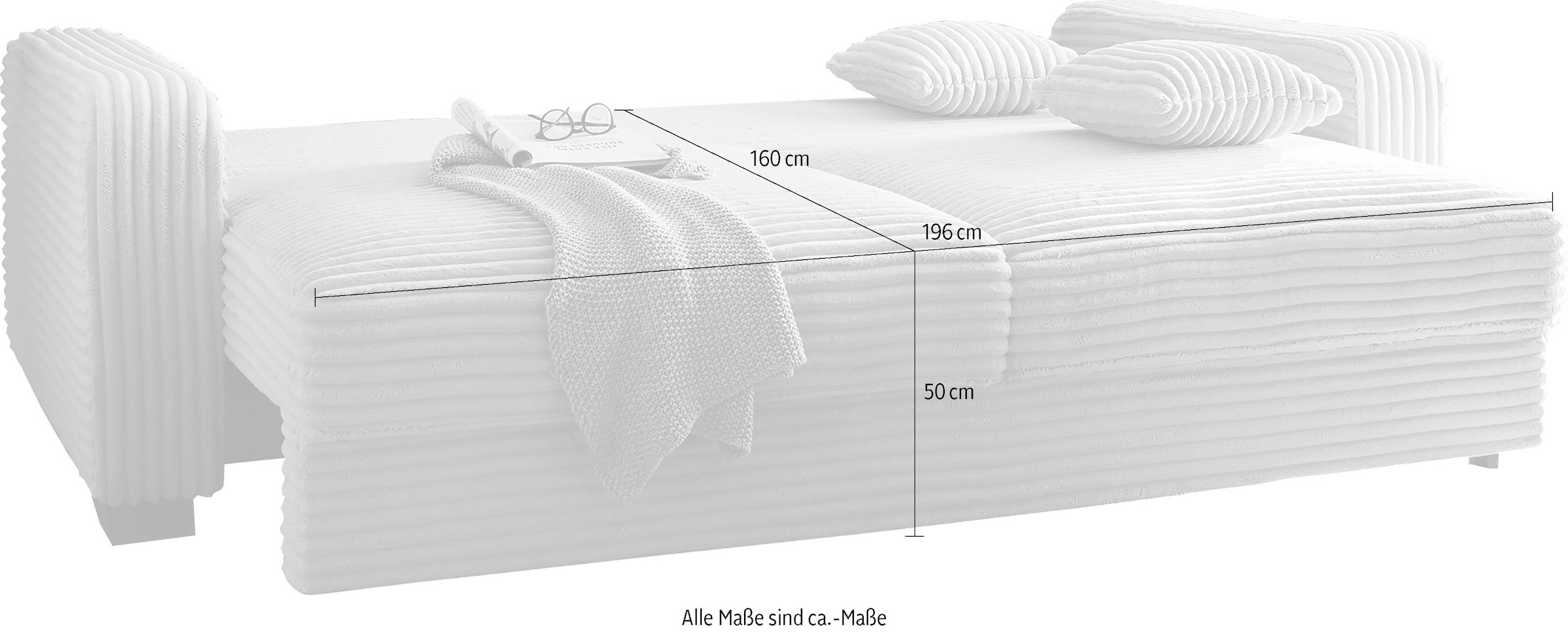 ED EXCITING DESIGN Schlafsofa »Carrara«, frei im Raum stellbar, mit Bettkasten, mit Schlaffunktion und 4 Kissen