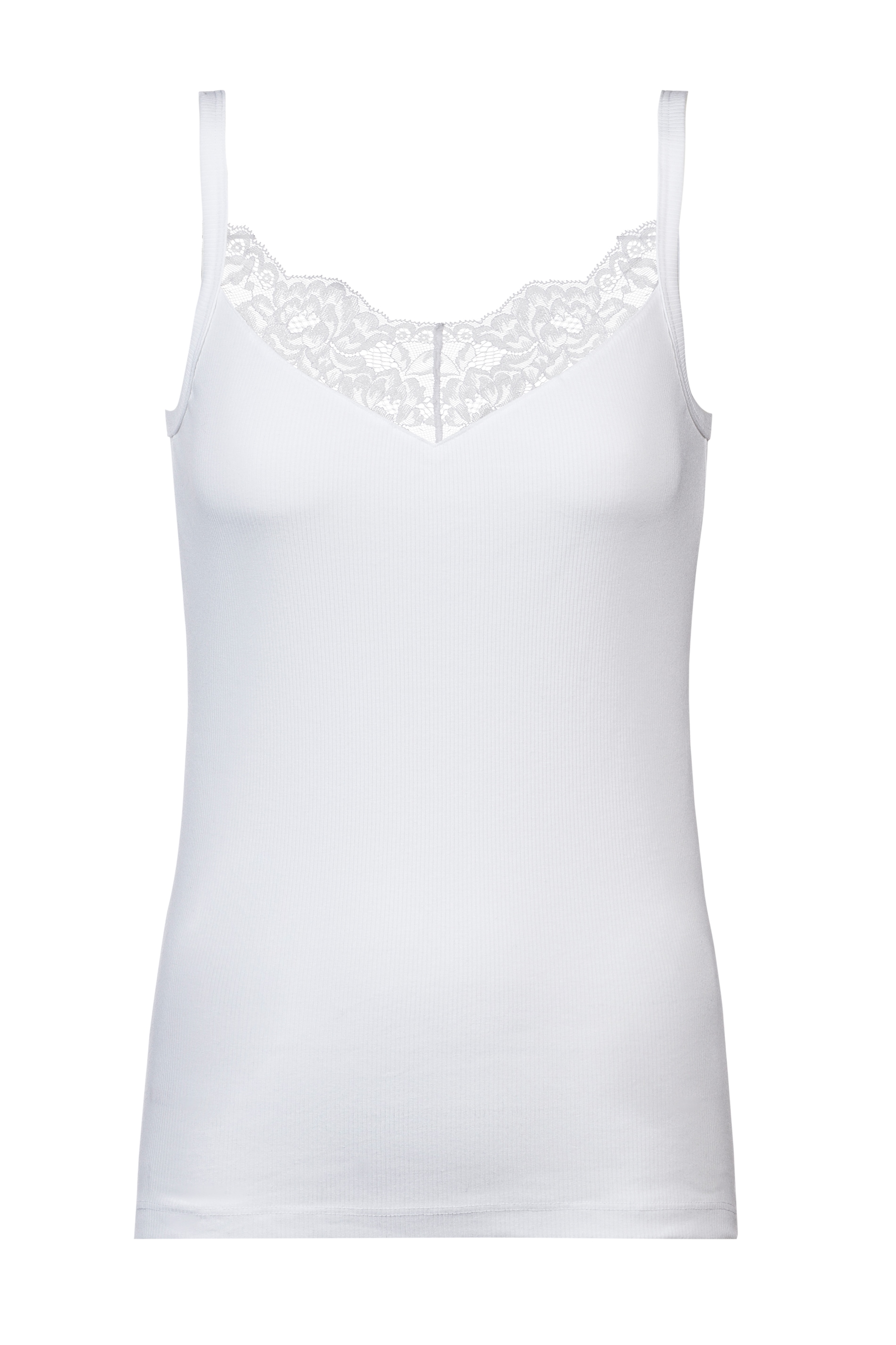 Mey Spaghettitop »ORGANIC COTTON«, tiefer V-Ausschnitt, Baumwollmischung, Feinripp, Spitze