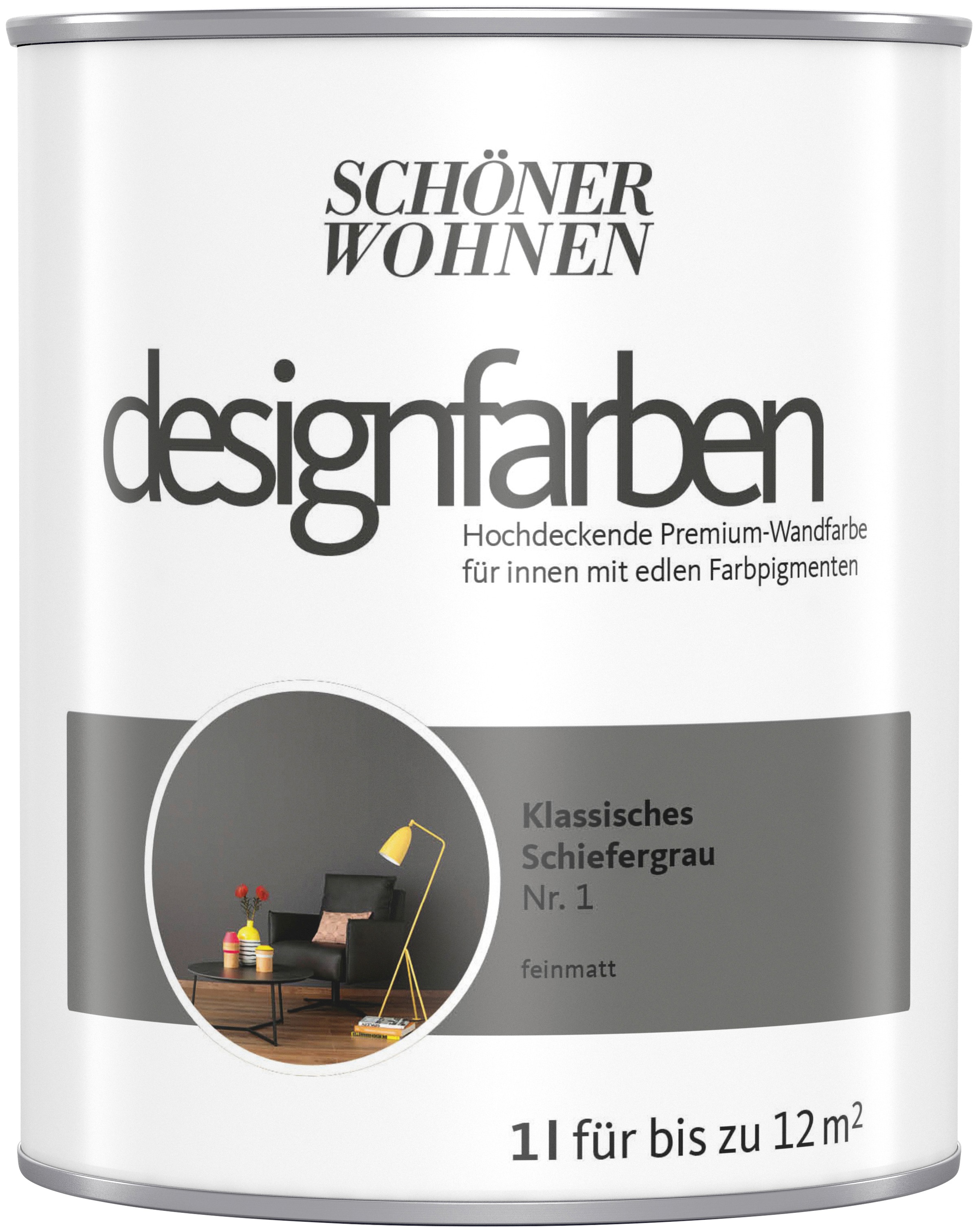 SCHÖNER WOHNEN-Kollektion Wand- und Deckenfarbe »Designfarben«, (1), hochdeckend, Klassisches Schiefergrau, matt, 1 l